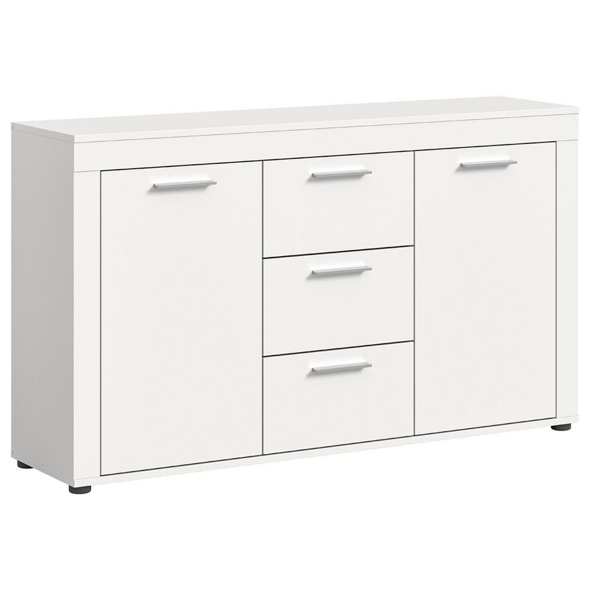 BEST MOBILIER Stafford - buffet bas - blanc - 3 tiroirs et 2 portes - 125 cm