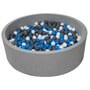  Piscine à balles pour enfant, diamètre env.125 cm + 900 balles blanc, bleu, gris