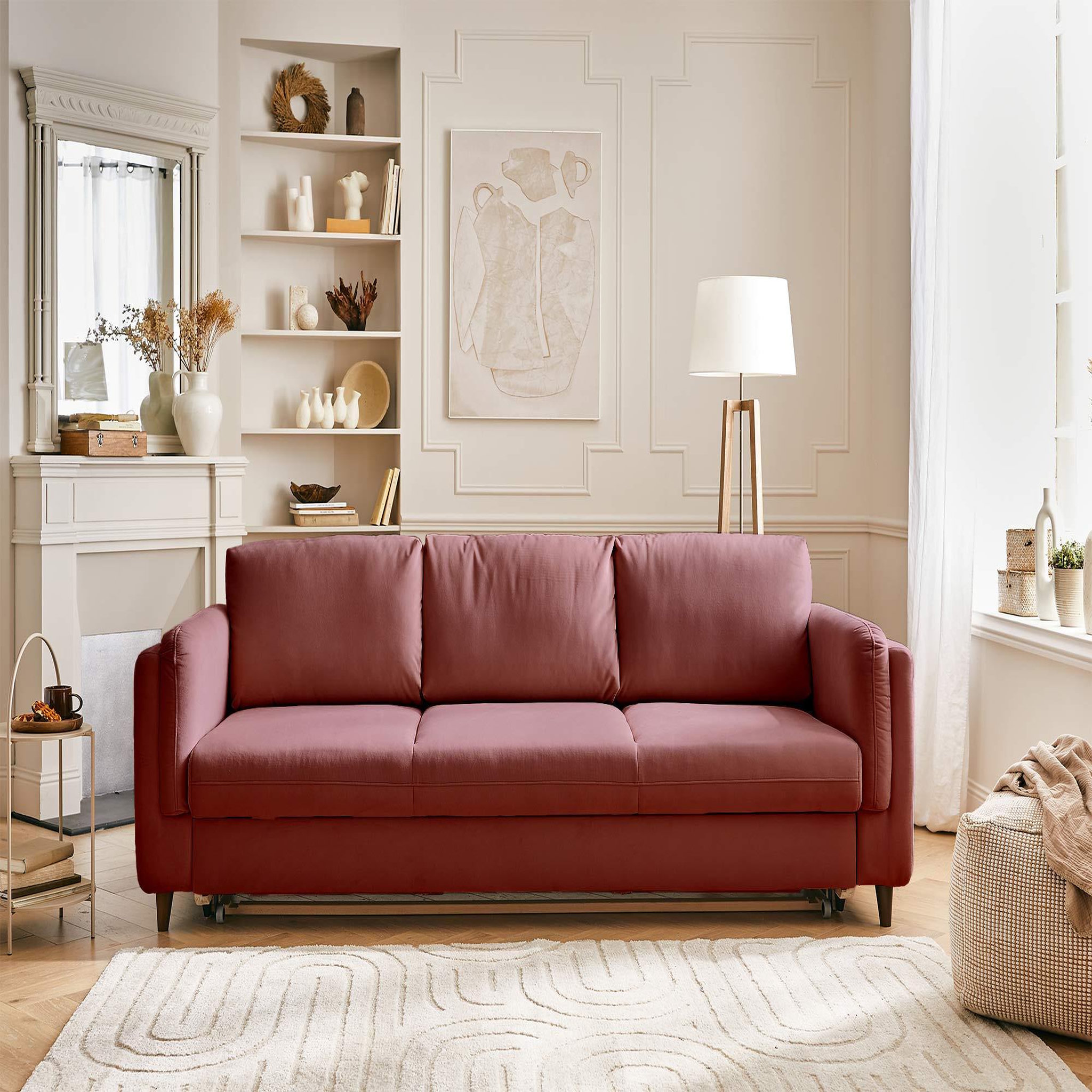 Voir la diapositive 5 : BEST MOBILIER Brooke - canapé 3 places - convertible - en velours