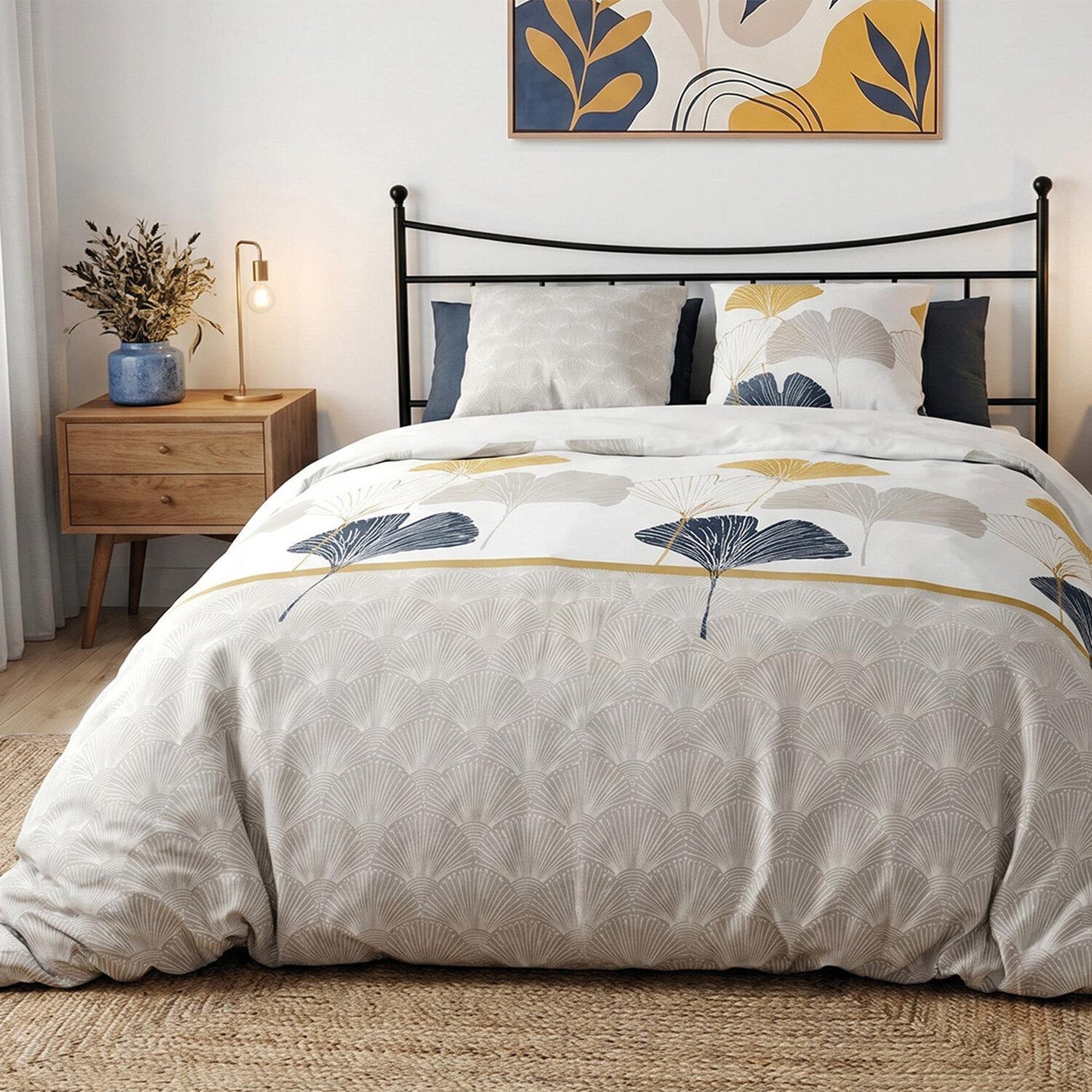 ATELIER DU COTON Parure housse de couette 100% coton 57fils , mangae. Coloris disponibles : Multicolore