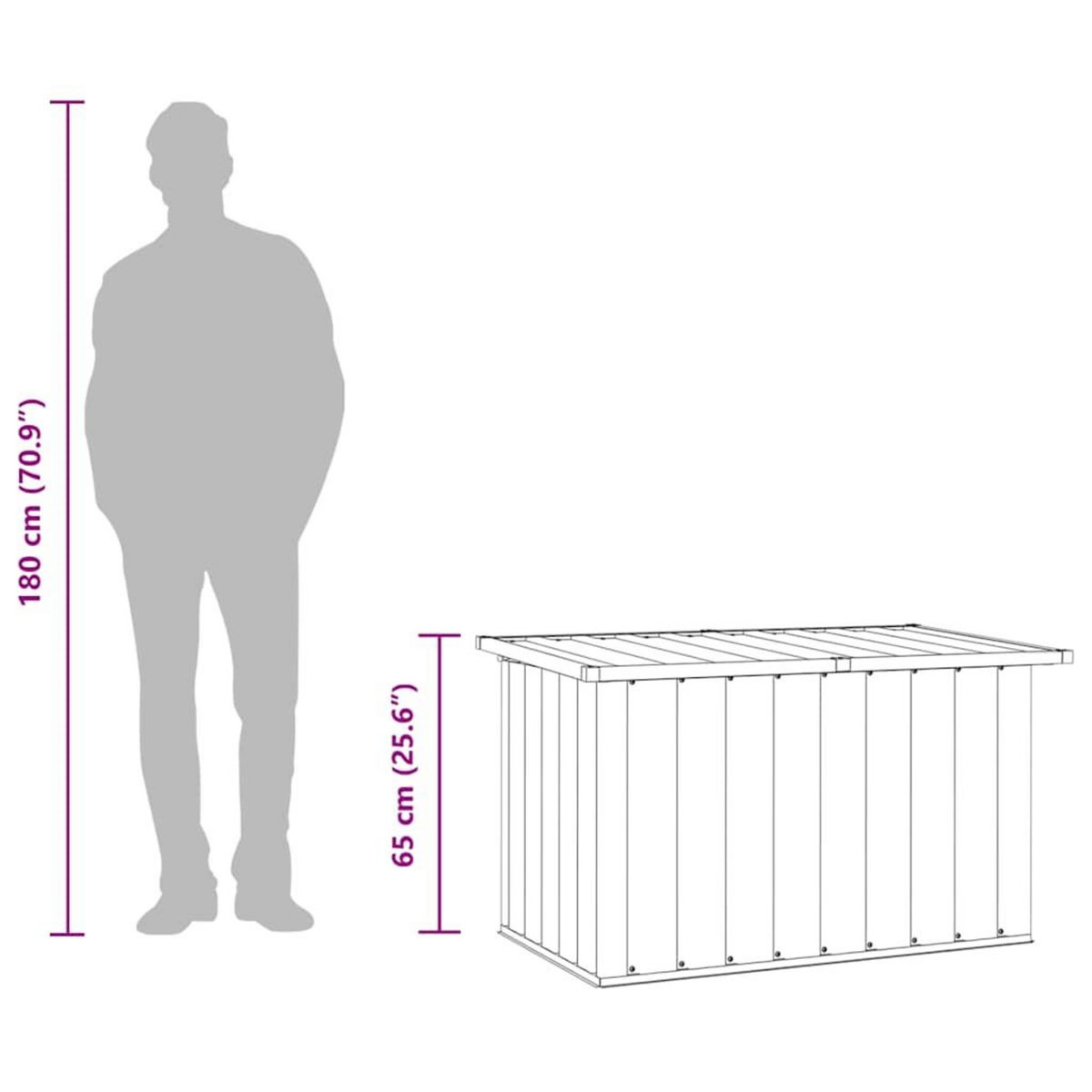 VIDAXL Boîte de rangement de jardin Gris 109x67x65 cm