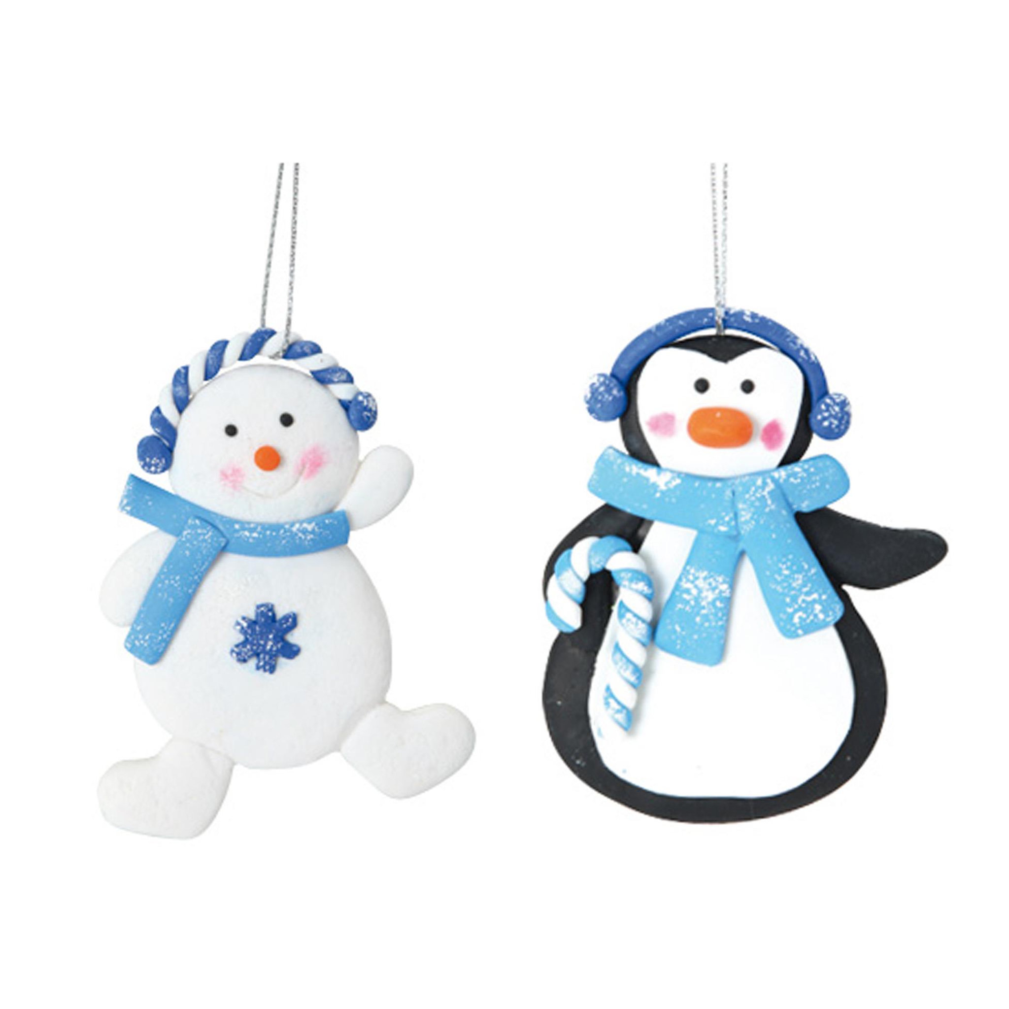 Eden Set de deux suspensions pingouin et bonhomme de neige