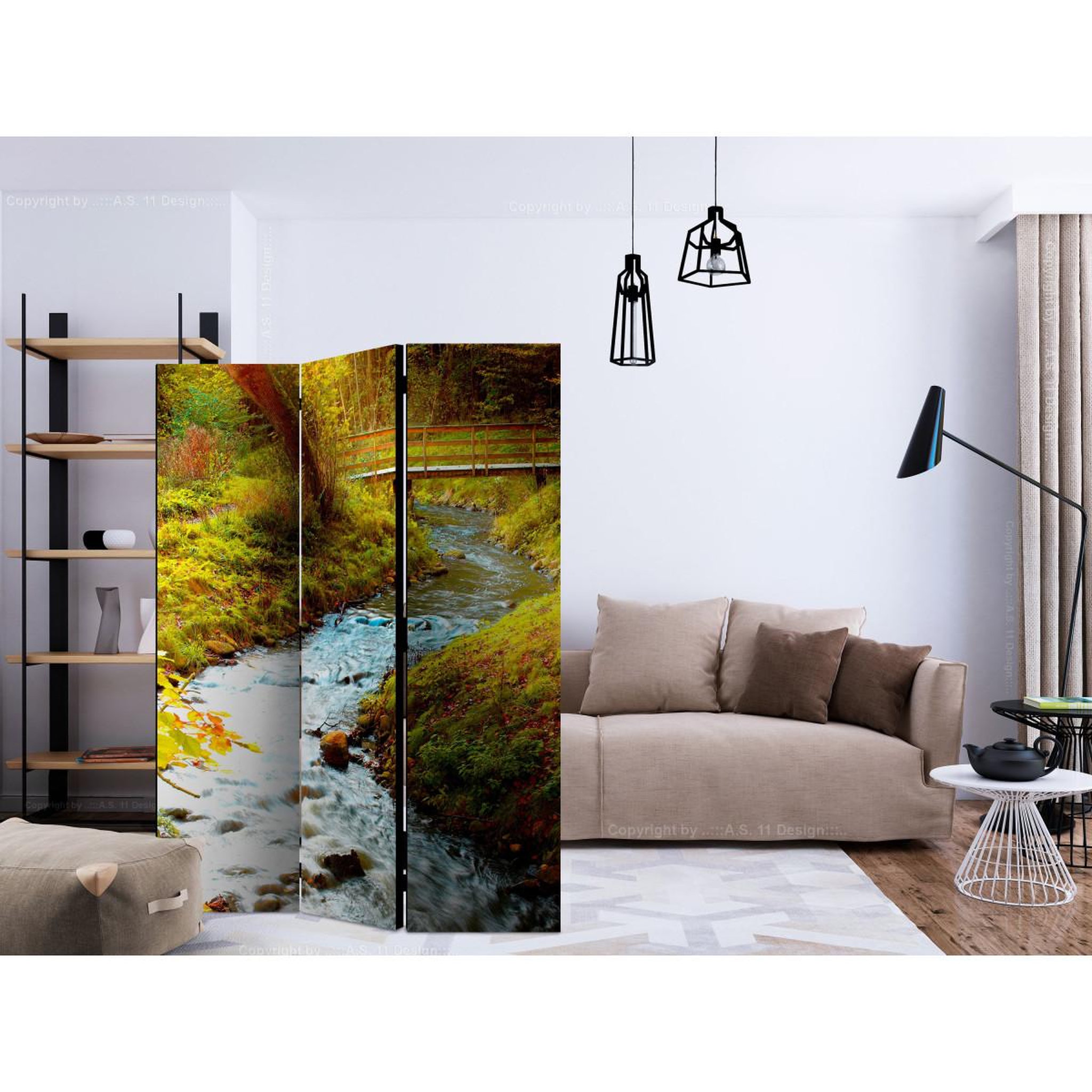 Voir la diapositive 2 : Paris Prix Paravent 3 volets  brook sunrise  135x172cm