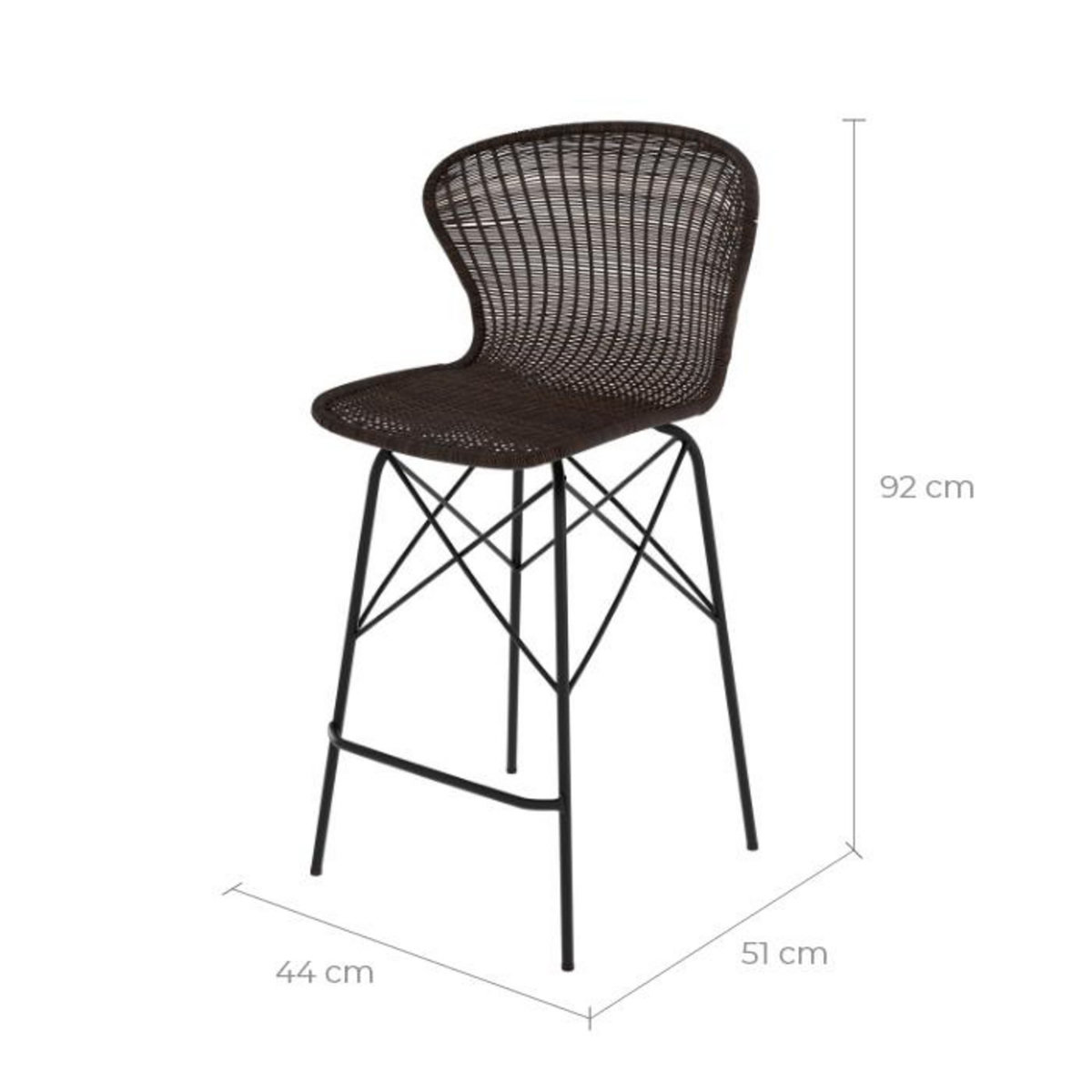 Rendez vous déco Lot de 2 chaises pour îlot central 63 cm en résine tressée marron - Palma