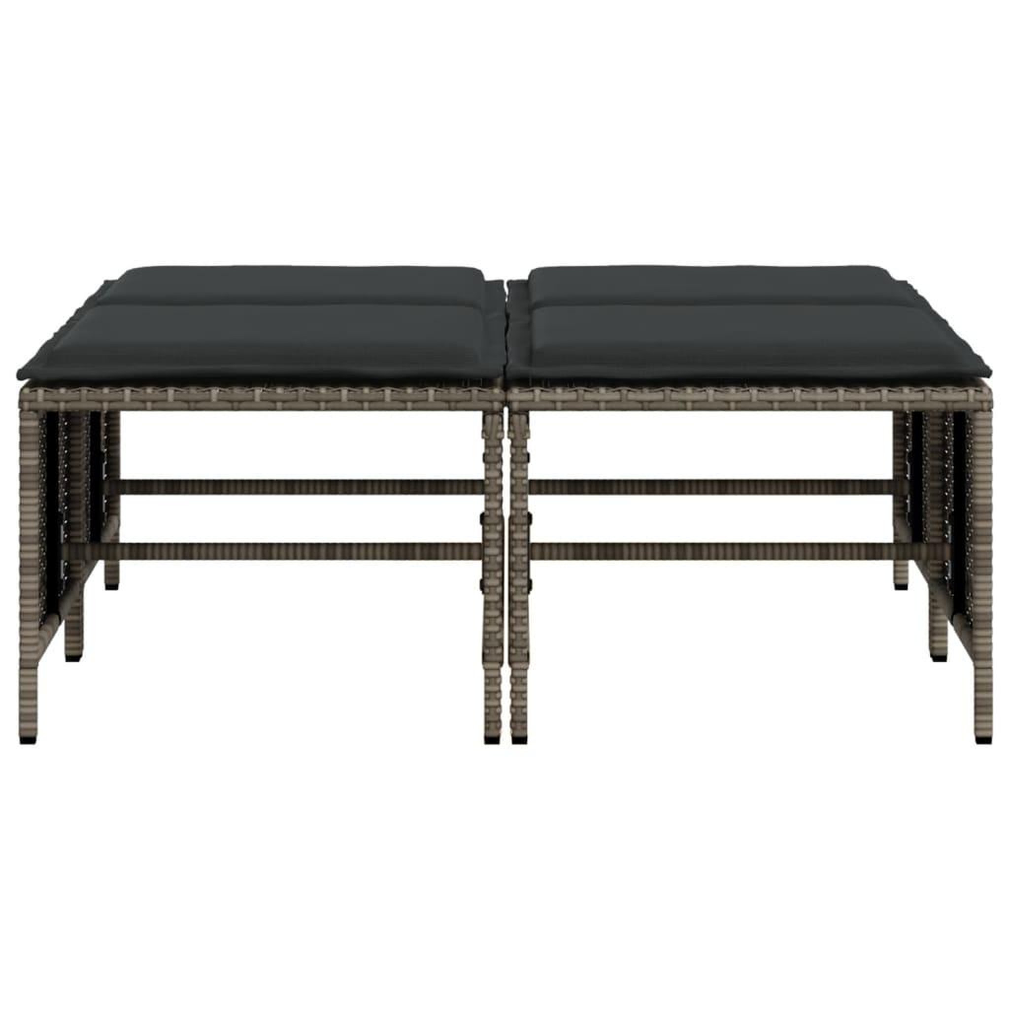 Voir la diapositive 4 : VIDAXL Tabourets de jardin avec coussins lot de 4 gris resine tressee