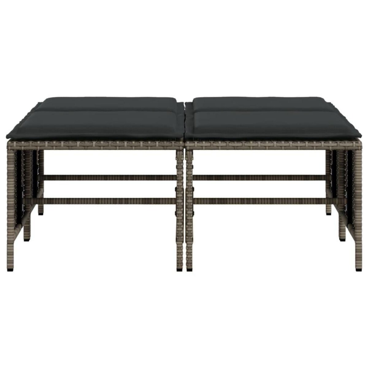 VIDAXL Tabourets de jardin avec coussins lot de 4 gris resine tressee