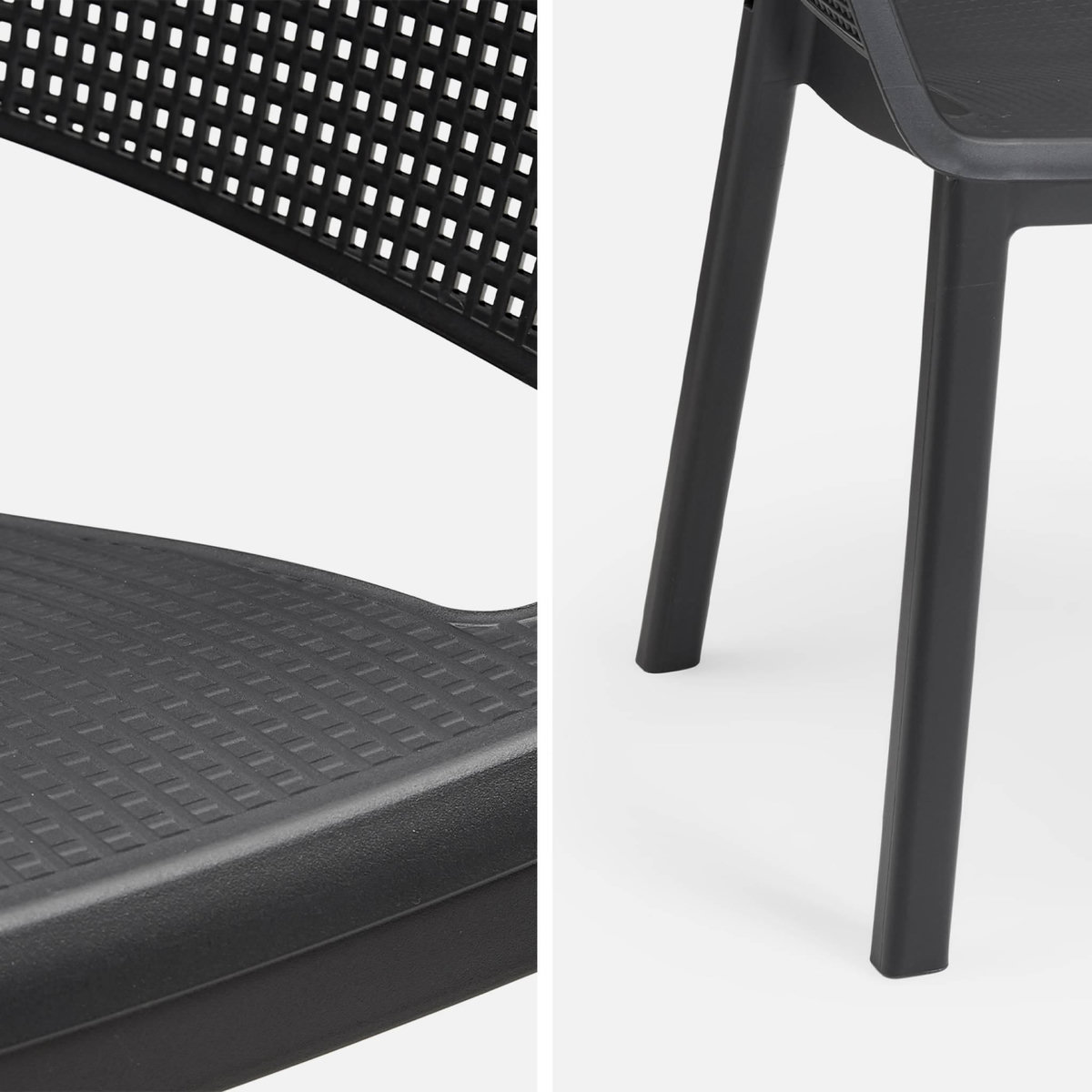 SWEEEK Table de jardin en résine de synthèse - Julie.  Rectangulaire. graphite. 147cm + 6 fauteuils de jardin empilables  Elisa