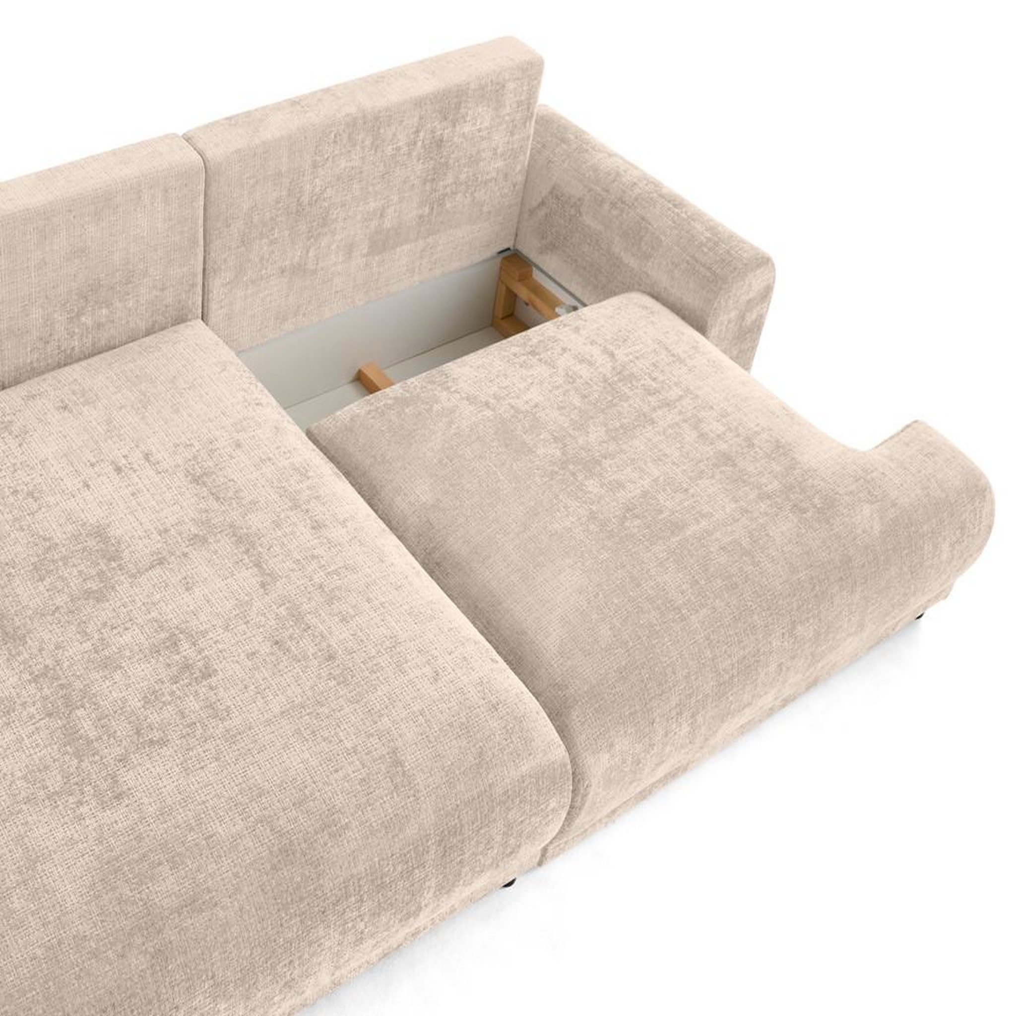 Voir la diapositive 3 : LISA DESIGN Nelly - canapé d'angle gauche 4 places convertible avec coffre en velours texturé