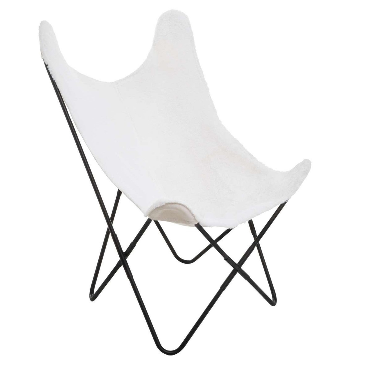 ATMOSPHERA Fauteuil papillon imitation fourrure OSLO - Blanc