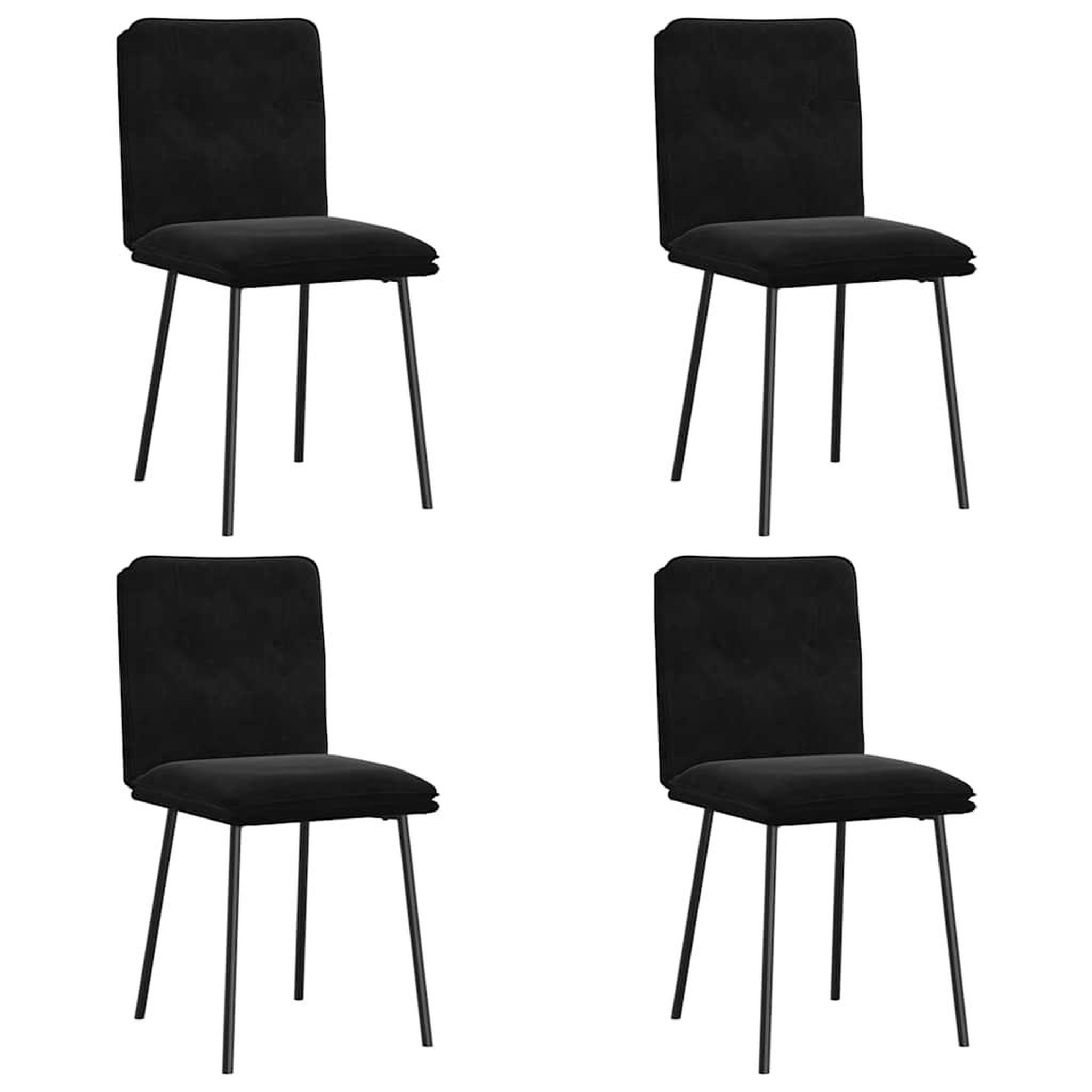 Voir la diapositive 2 : VIDAXL Chaises a manger lot de 4 Noir Velours