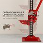 Voir la diapositive 4 : HOMCOM Cric agricole manuel - cric de fosse - 3 tonnes 120 cm - acier noir rouge