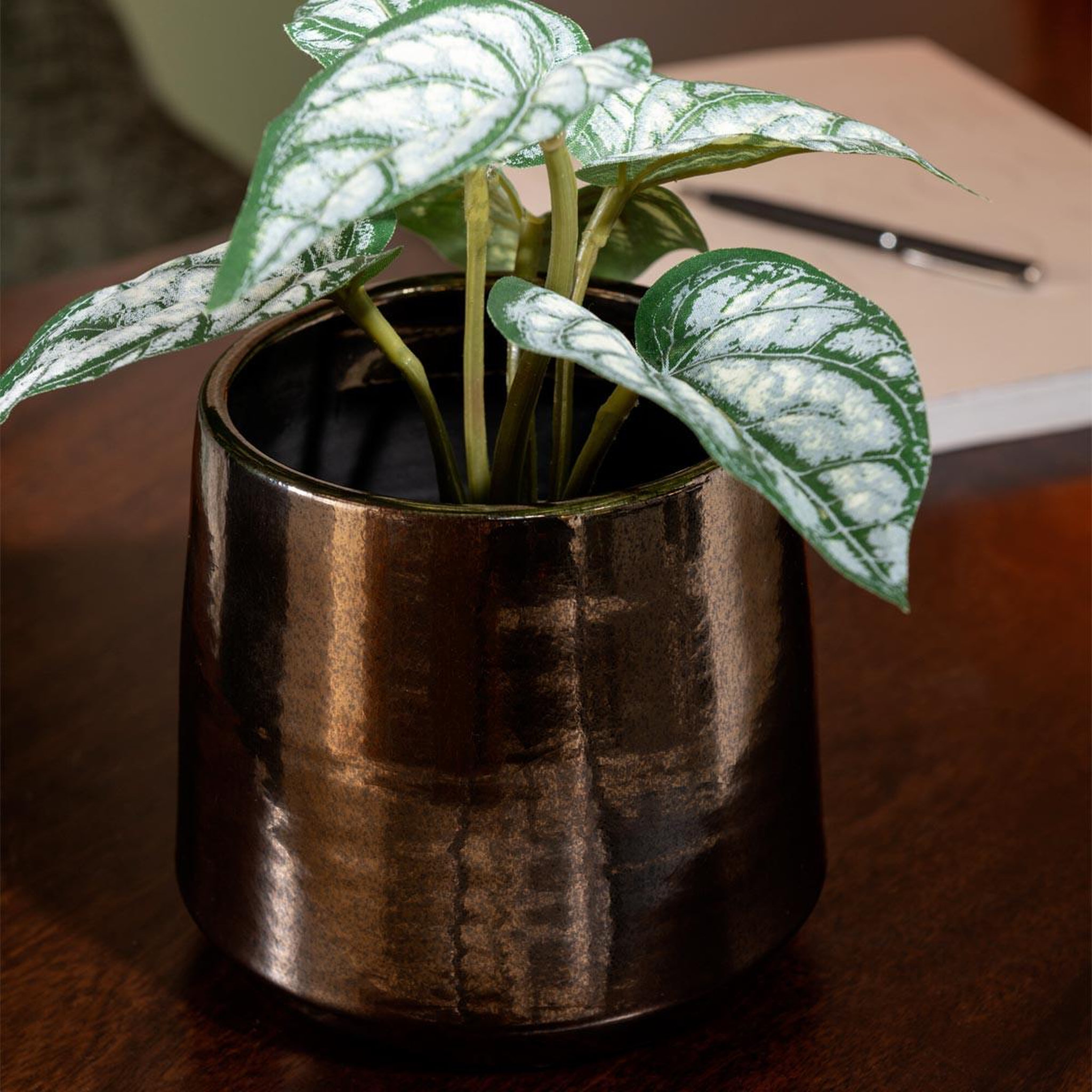 Voir la diapositive 3 : J-LINE Cache-Pot en Terre Cuite  Terra  24cm Or