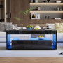 Voir la diapositive 2 : MERAX Table Basse Avec 2 Tiroirs Et LED Noir