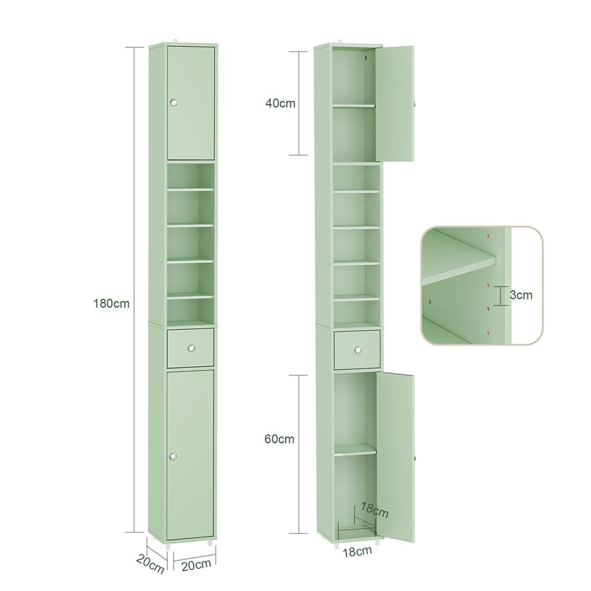 Voir la diapositive 3 : SOBUY SoBuy - Colonne De Salle De Bain à un tiroir - Fonctionnel - BZR34-II
