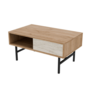 Voir la diapositive 1 : CONCEPT USINE Table basse design bois et travertin avec compartiment TROSA