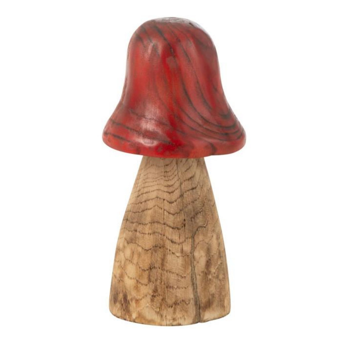 Paris Prix Champignon Déco en Bois  Cloche  32cm Naturel & Rouge