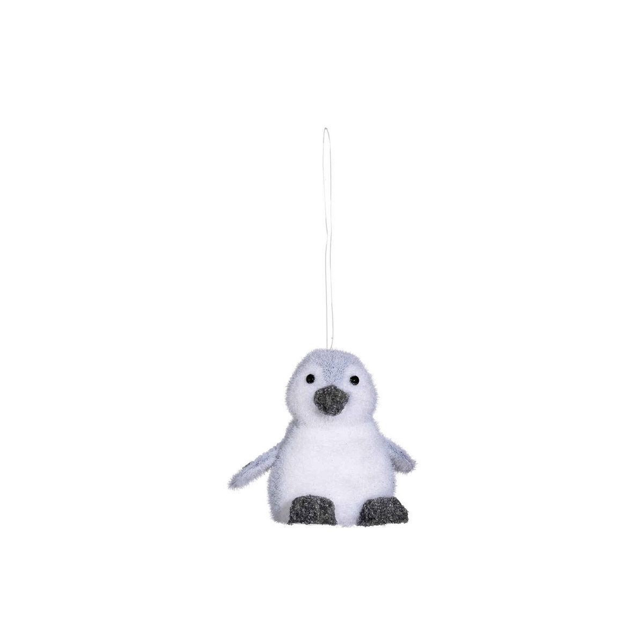 FEERIC LIGHT & CHRISTMAS Sujet de noël pingouin  polaire  12cm blanc & gris
