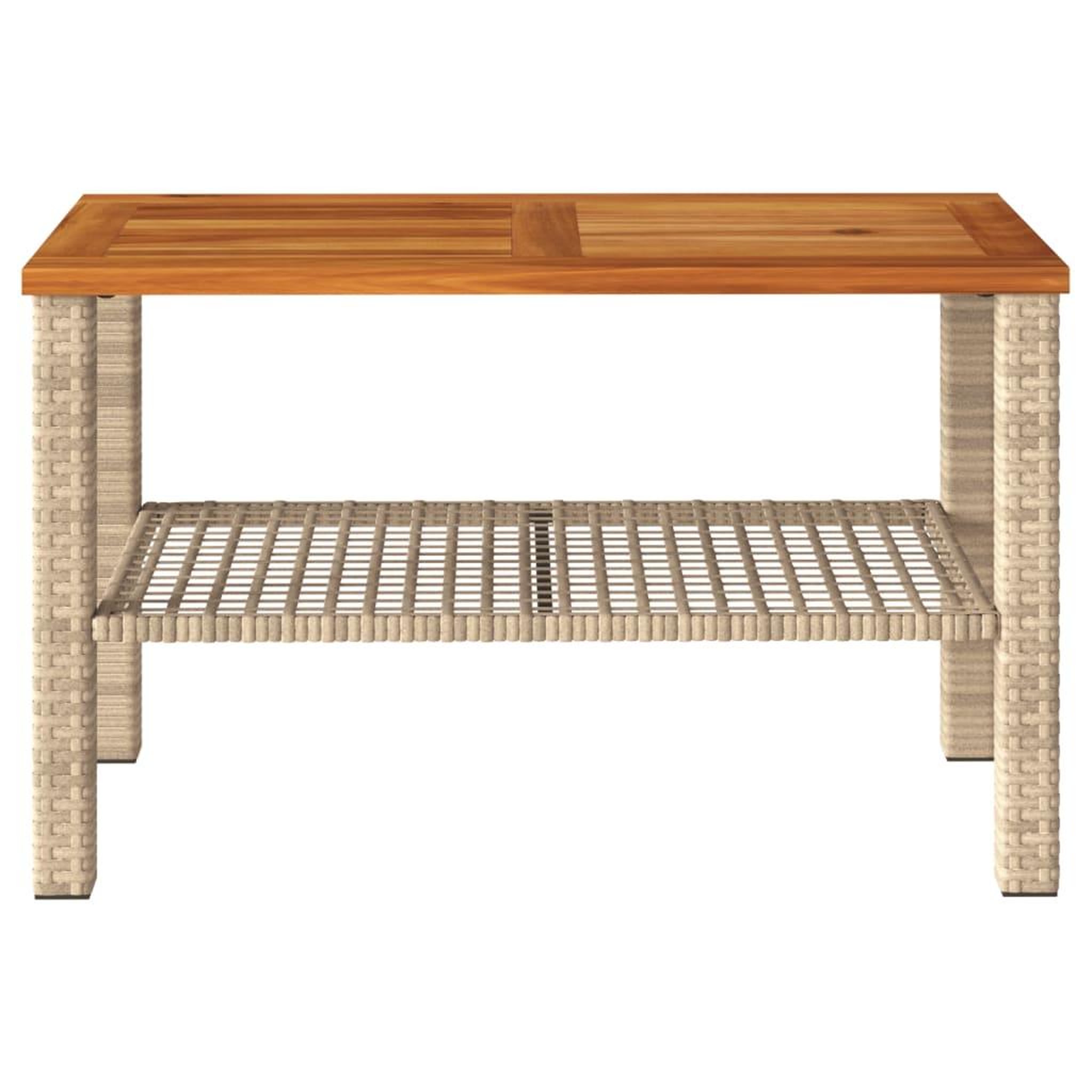 Voir la diapositive 4 : VIDAXL Table de jardin beige 70x38x42 cm resine tressee et bois acacia