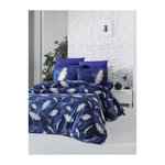 GENERIQUE Parure de lit - 1 housse de couette 220 x 240 cm + 2 taies d'oreiller 60 x 60 cm - 100% coton renforcé - Bleu