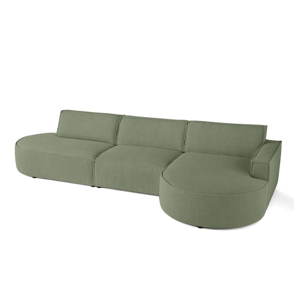 LISA DESIGN Spiaggia - canapé d'angle droit - forme arrondie - 5 places - en velours côtelé