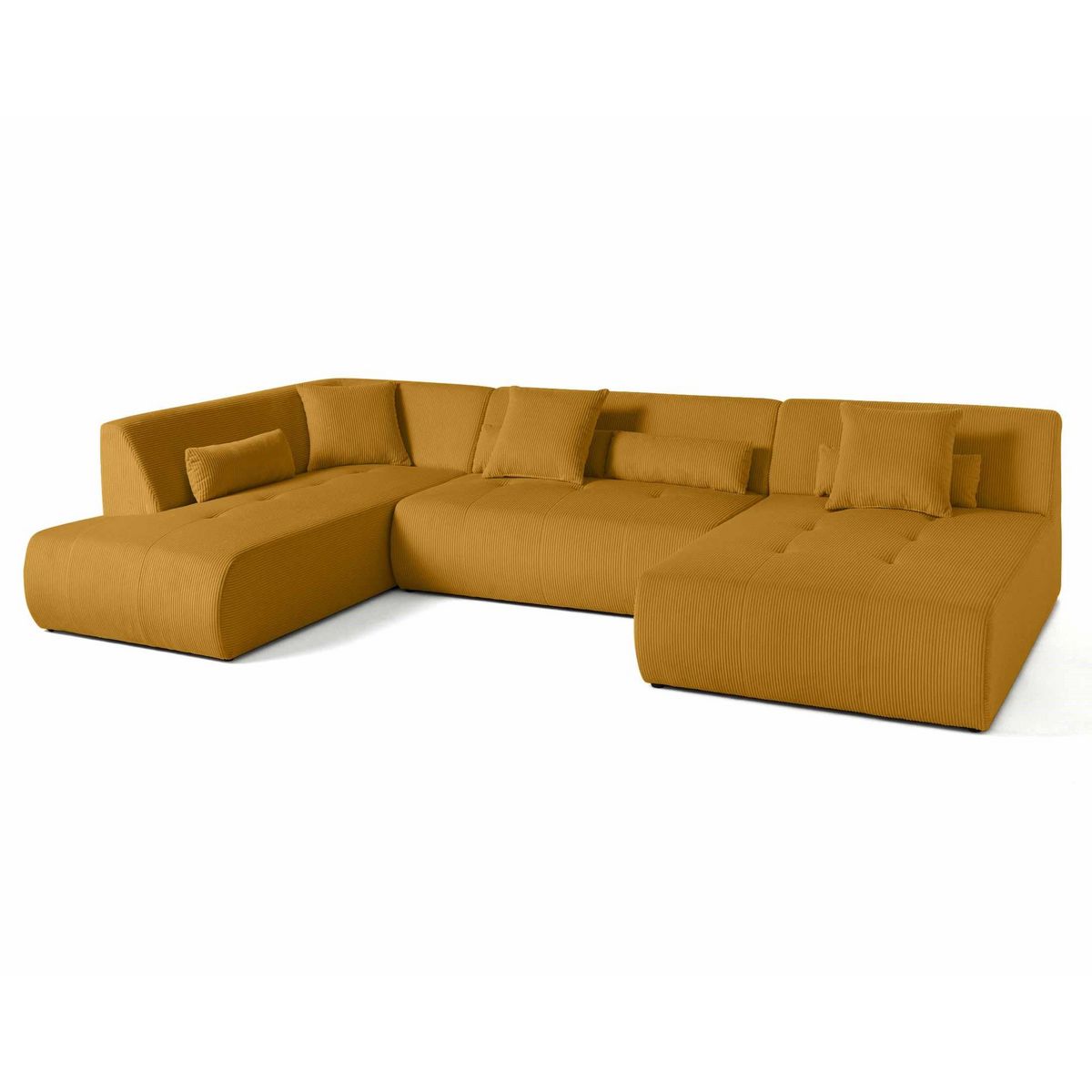 LISA DESIGN Onyx - canapé panoramique d'angle gauche 7 places - en velours côtelé