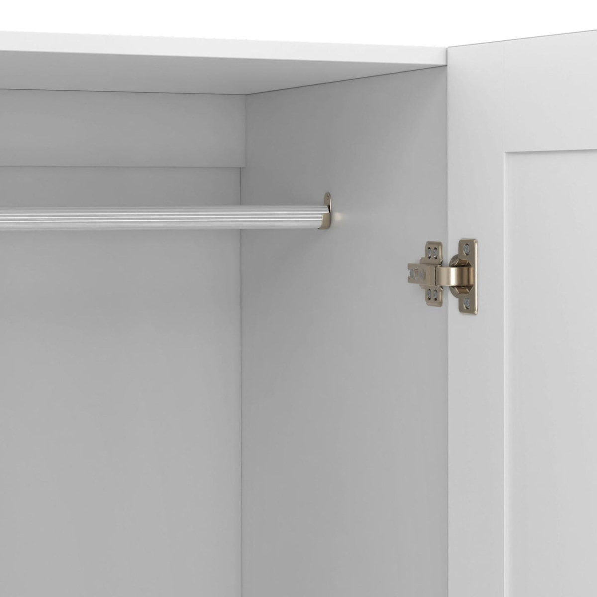 ID MARKET Armoire 3 portes VITO blanc penderie 120 cm avec étagères
