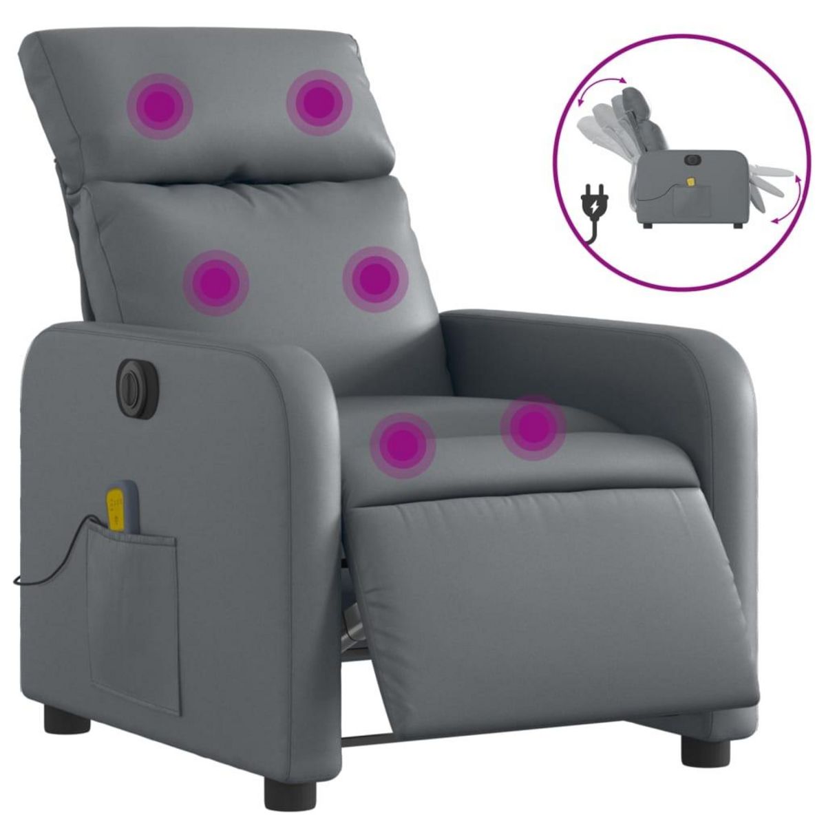 VIDAXL Fauteuil de massage inclinable electrique gris similicuir