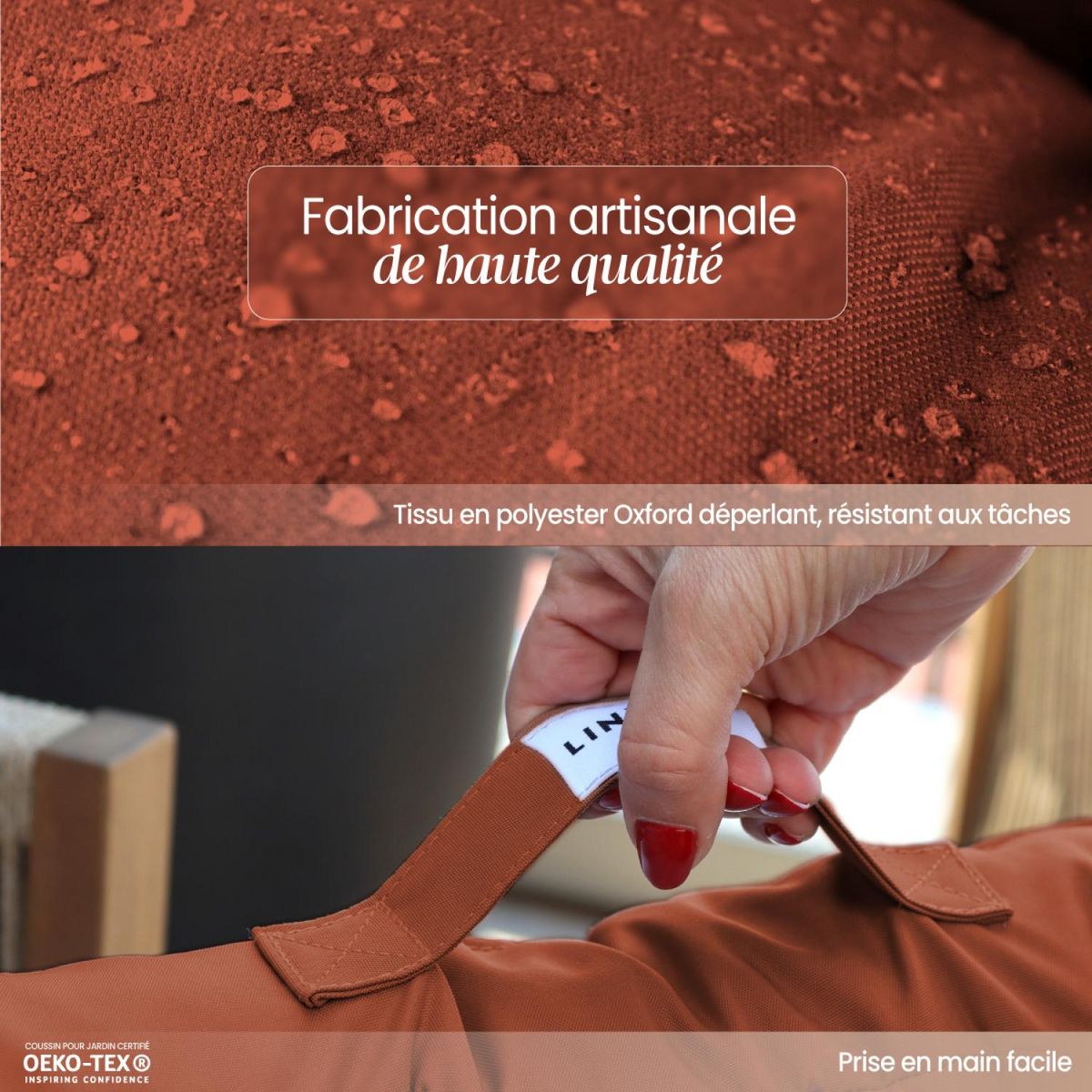 LINXOR Kit de coussins pour salon de jardin capitonnés - 60 x 60 cm