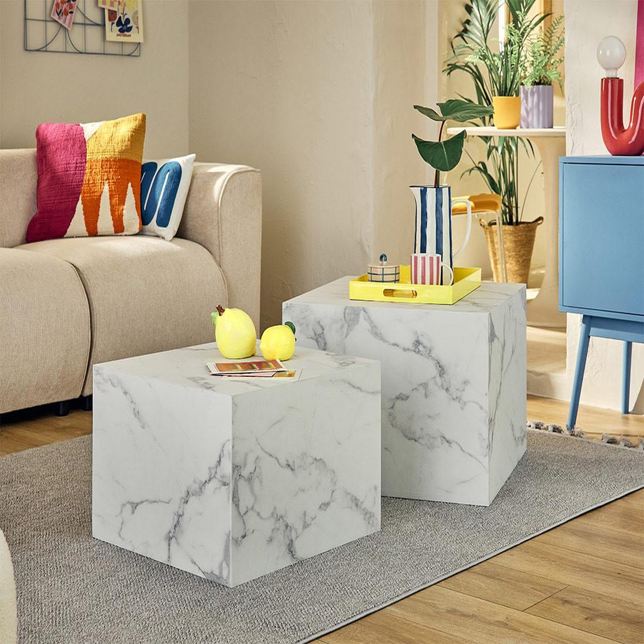 Voir la diapositive 1 : LISA DESIGN Fabio - lot de 2 tables basses - marbre blanc