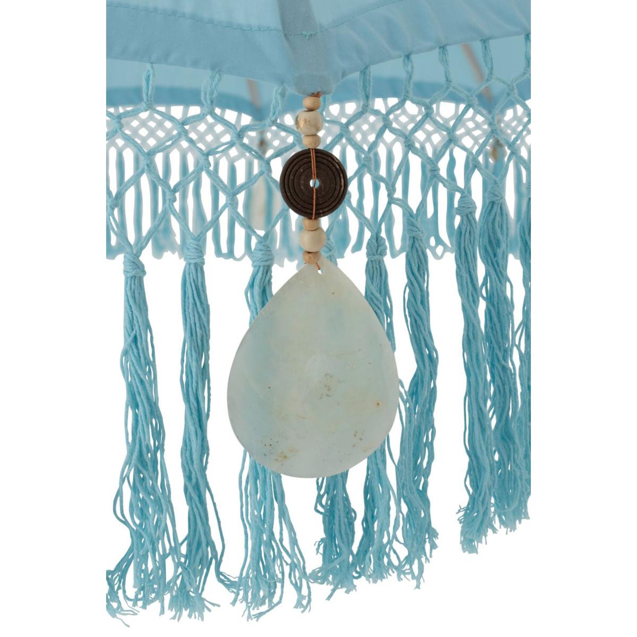 Voir la diapositive 2 : J-LINE Parasol rond à franges  bobbi  200cm bleu