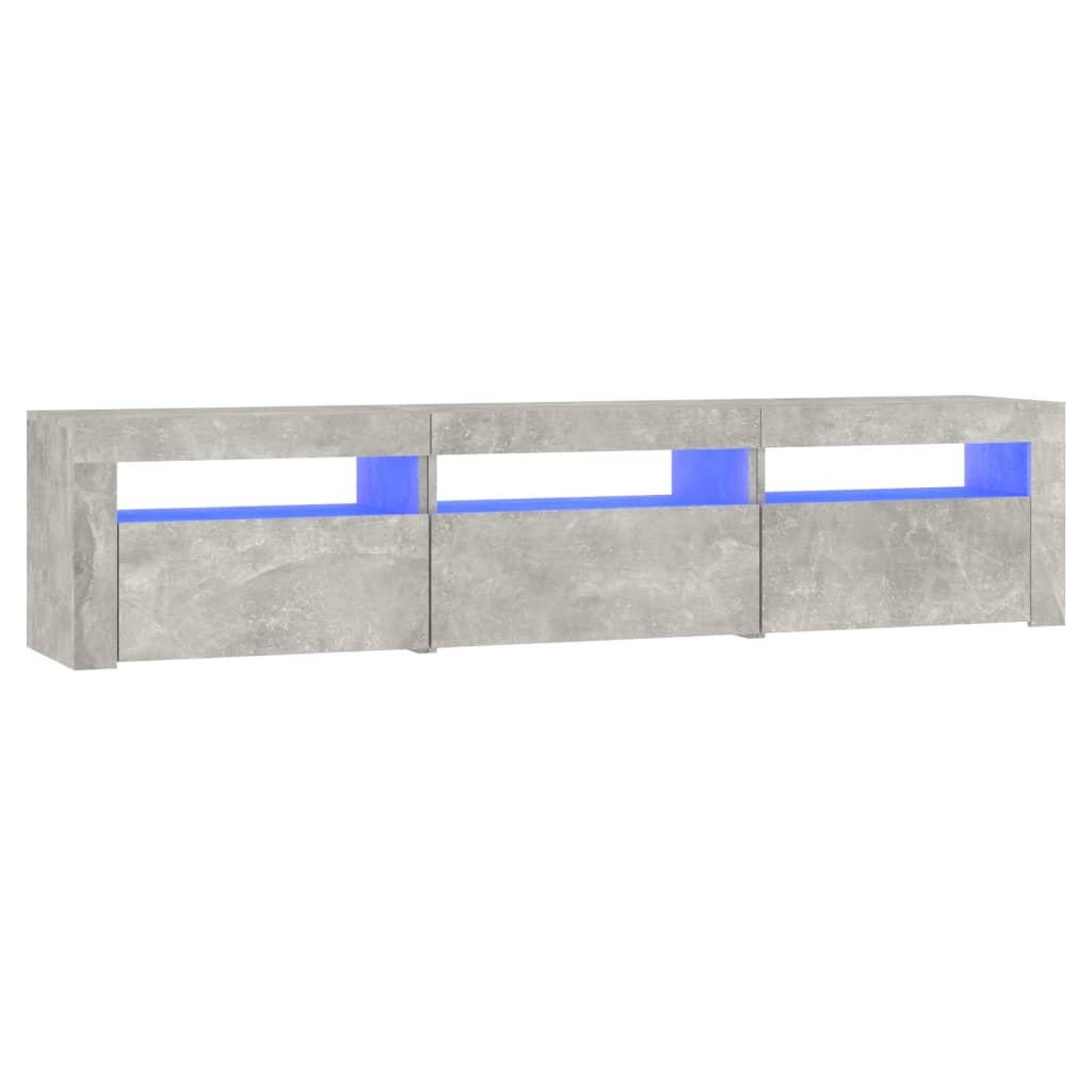 Voir la diapositive 2 : VIDAXL Meuble TV avec lumieres LED Gris beton 180x35x40 cm