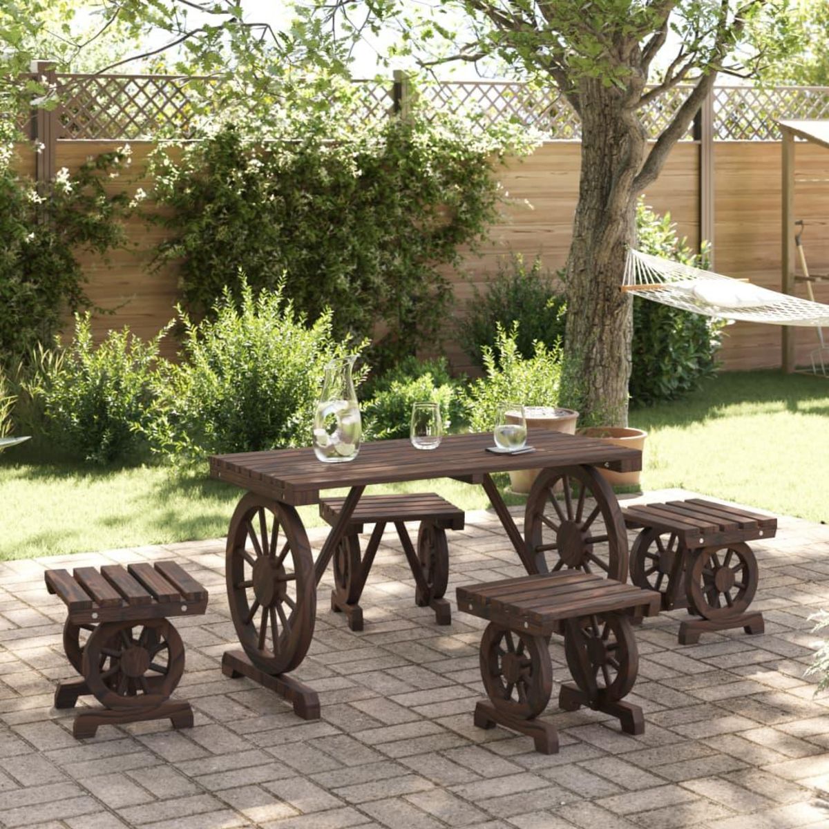 VIDAXL Ensemble a manger de jardin 5 pcs bois de sapin massif