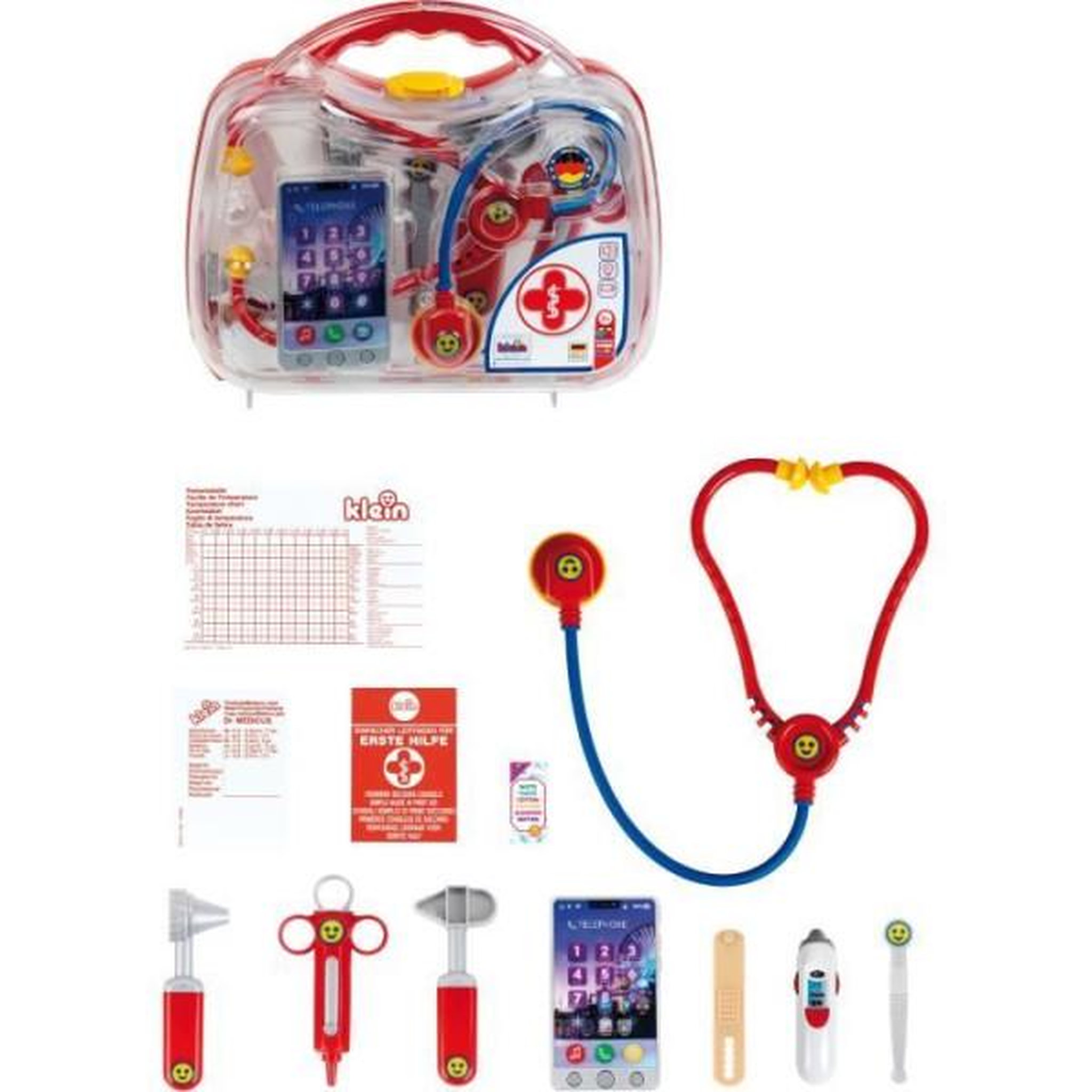 Voir la diapositive 3 : Klein Mallette docteur avec smartphone et thermometre électroniques - klein - 4368 - mixte - 3 ans - rouge