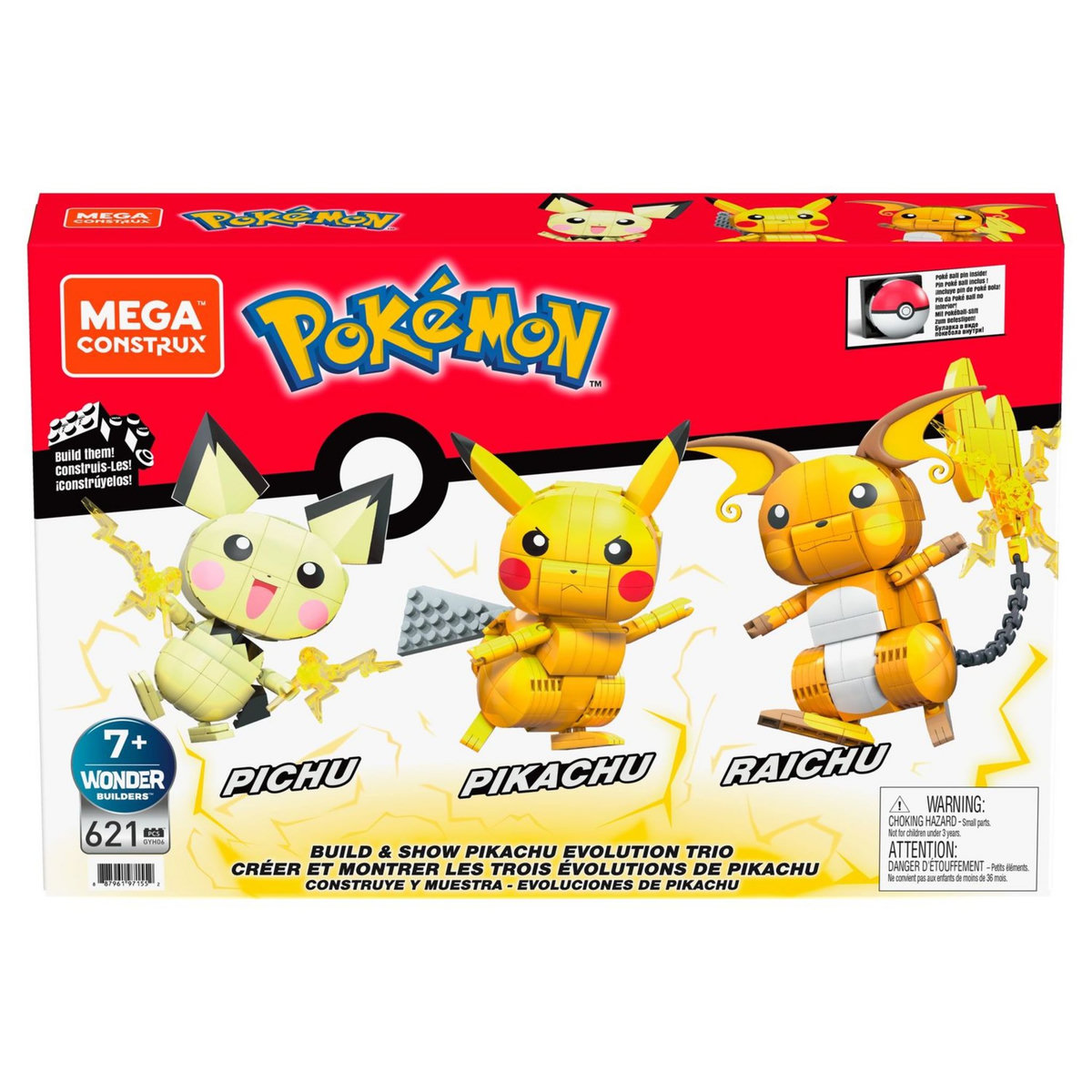 MEGA CONSTRUX Mega Construx - Pokémon Coffret Trio Evolution Pikachu à construire