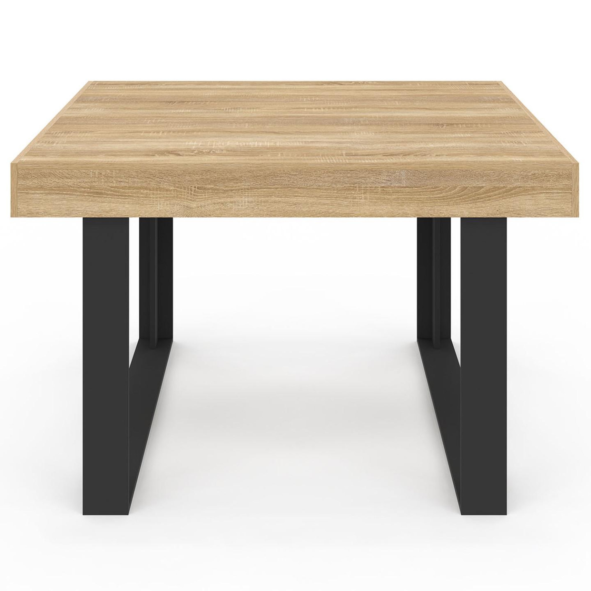 Voir la diapositive 3 : ID MARKET Table à manger carrée phoenix 6 personnes bois et noir 120 cm