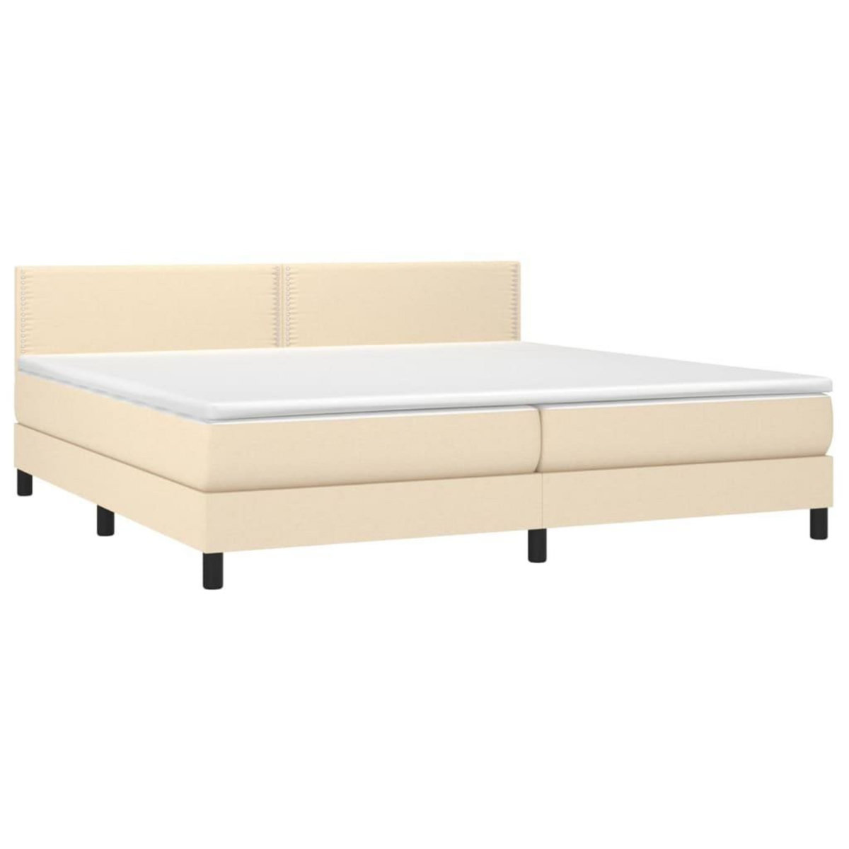 VIDAXL Sommier a lattes de lit et matelas et LED Creme 200x200cm Tissu