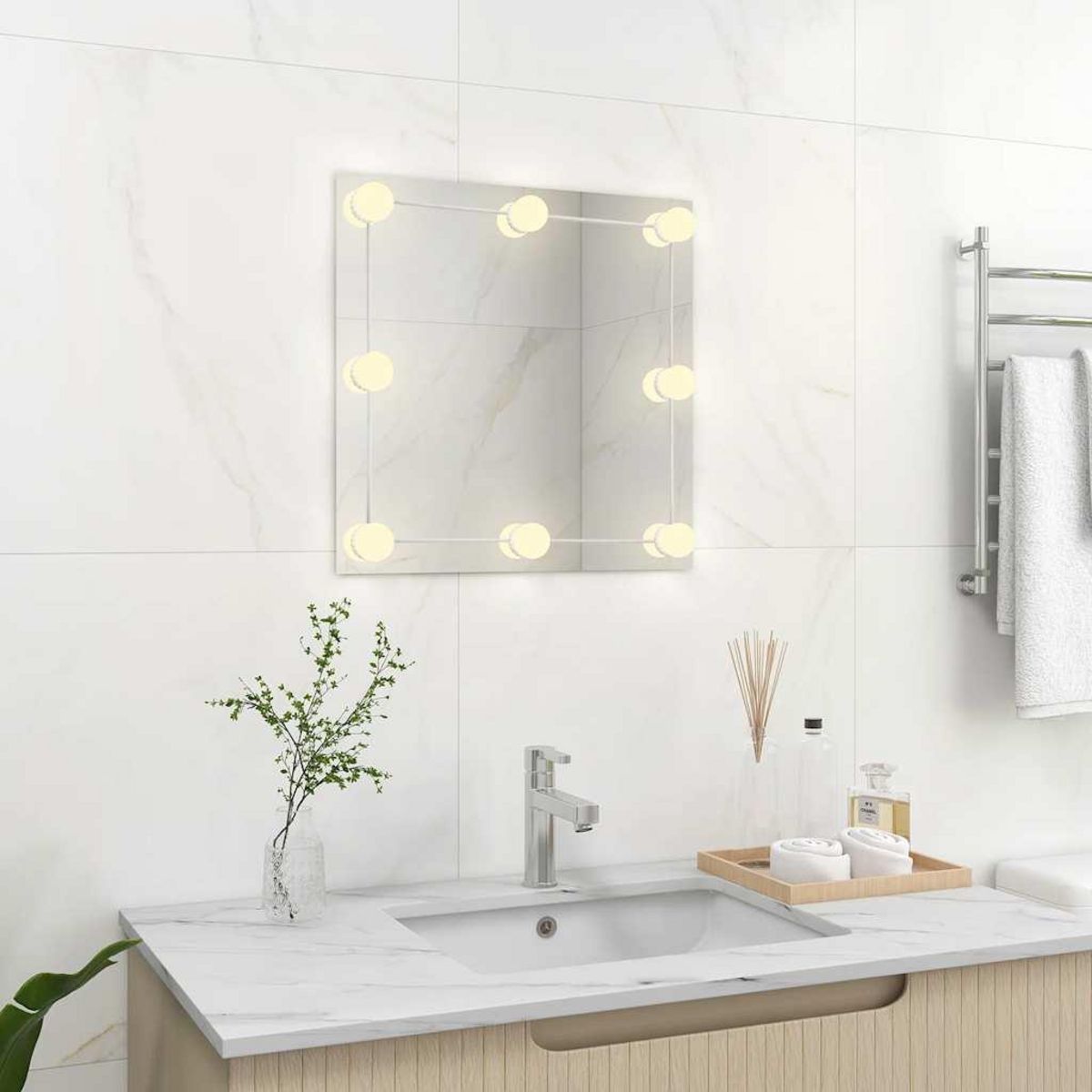 VIDAXL Miroir mural avec lampes LED Carre Verre