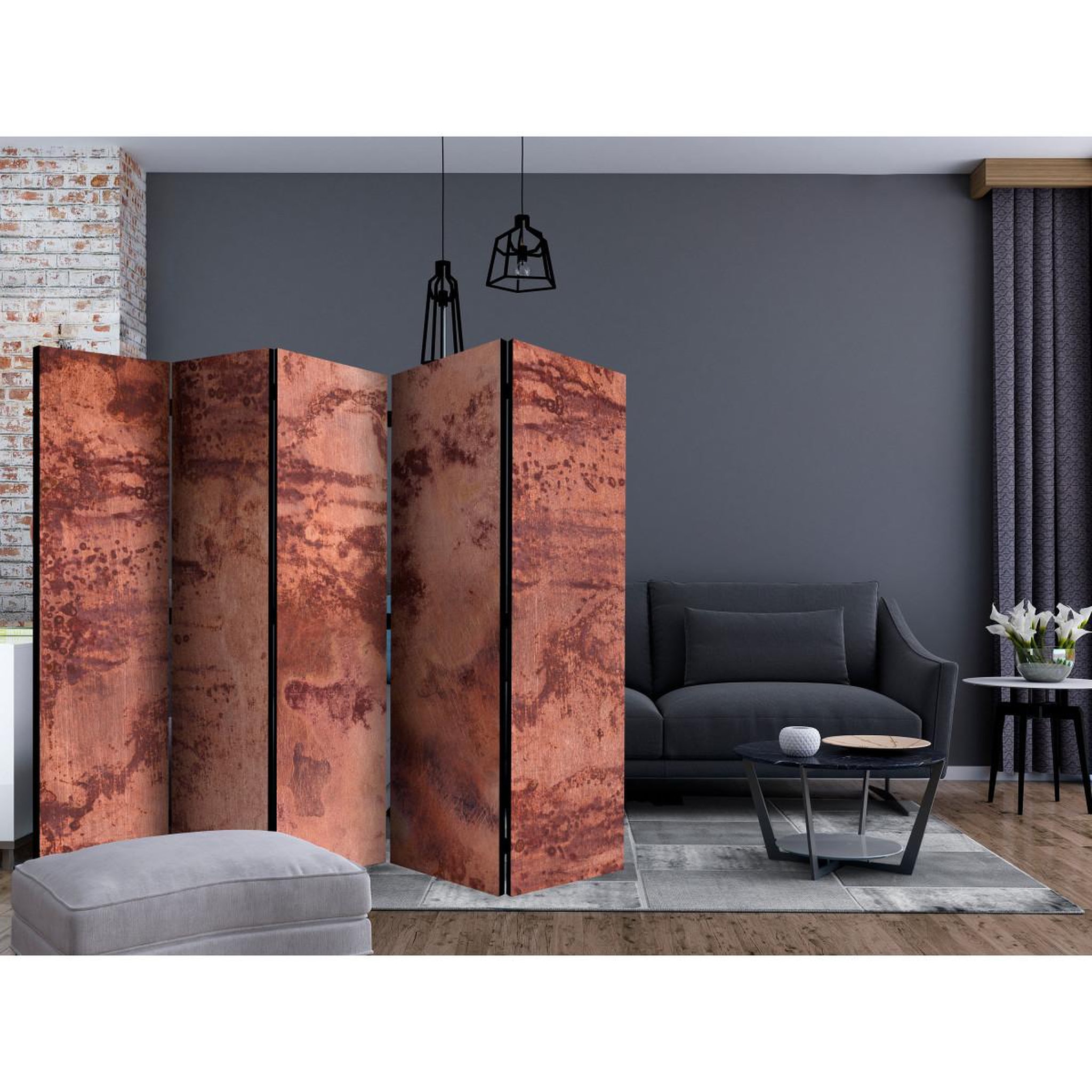 Voir la diapositive 2 : Paris Prix Paravent 5 volets  red metal sheet  172x225cm