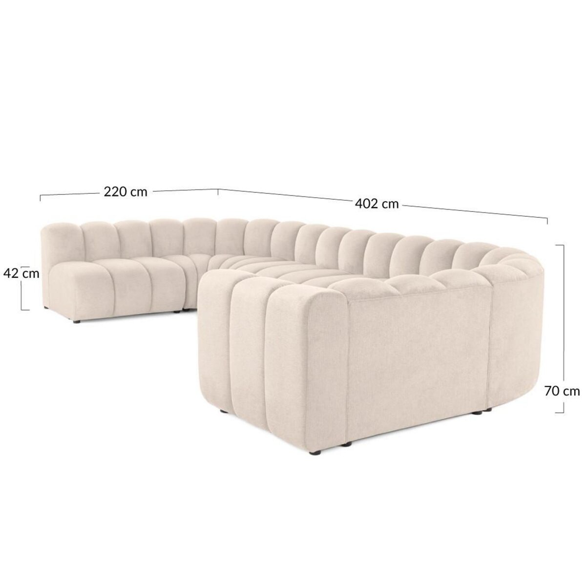 LISA DESIGN Debbie - canapé modulable panoramique d'angle gauche 7 places en tissu texturé