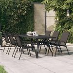 VIDAXL Table de jardin Noir 180x80x70 cm Acier et verre