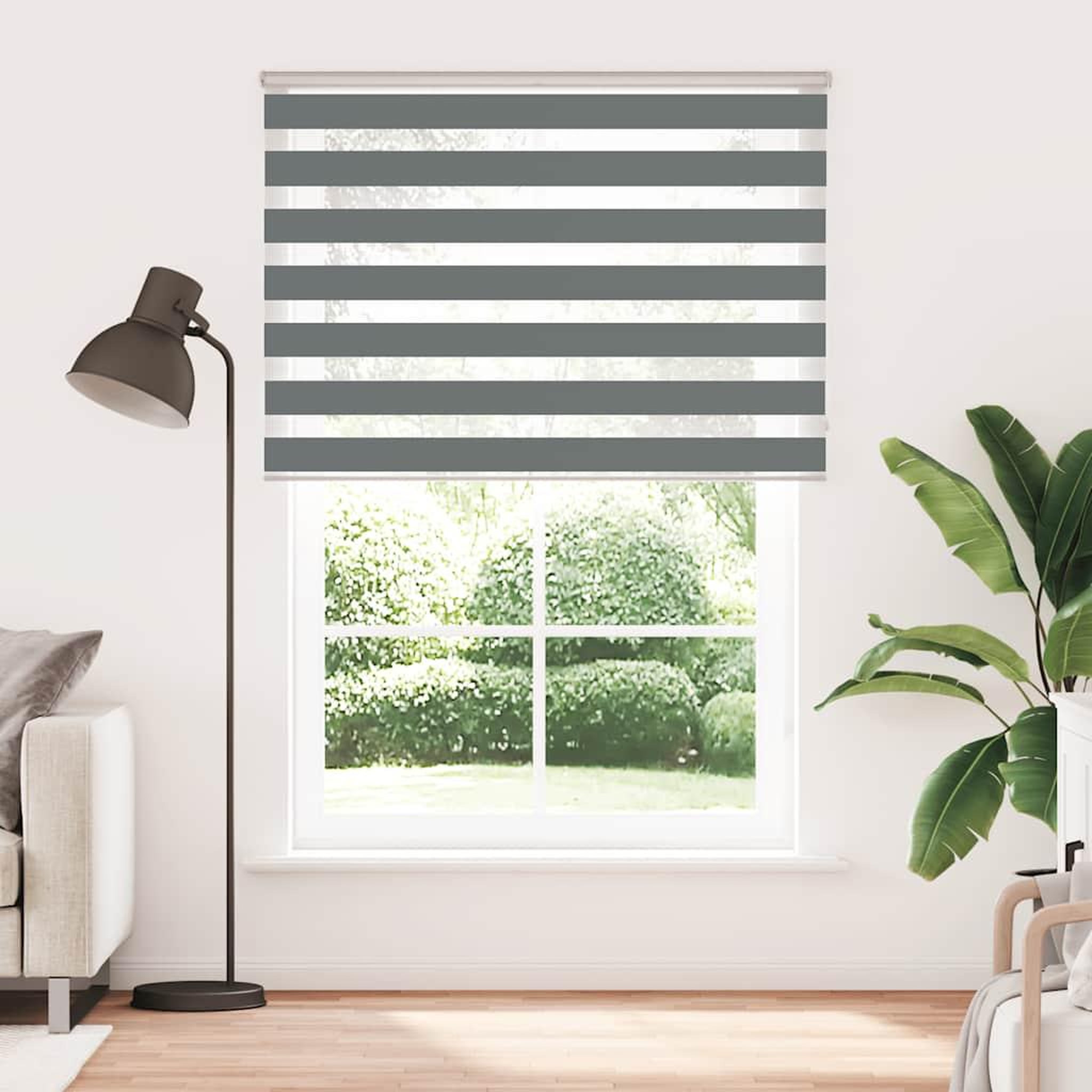 Voir la diapositive 2 : VIDAXL Store zebre gris fonce largeur du tissu 155,9 cm polyester