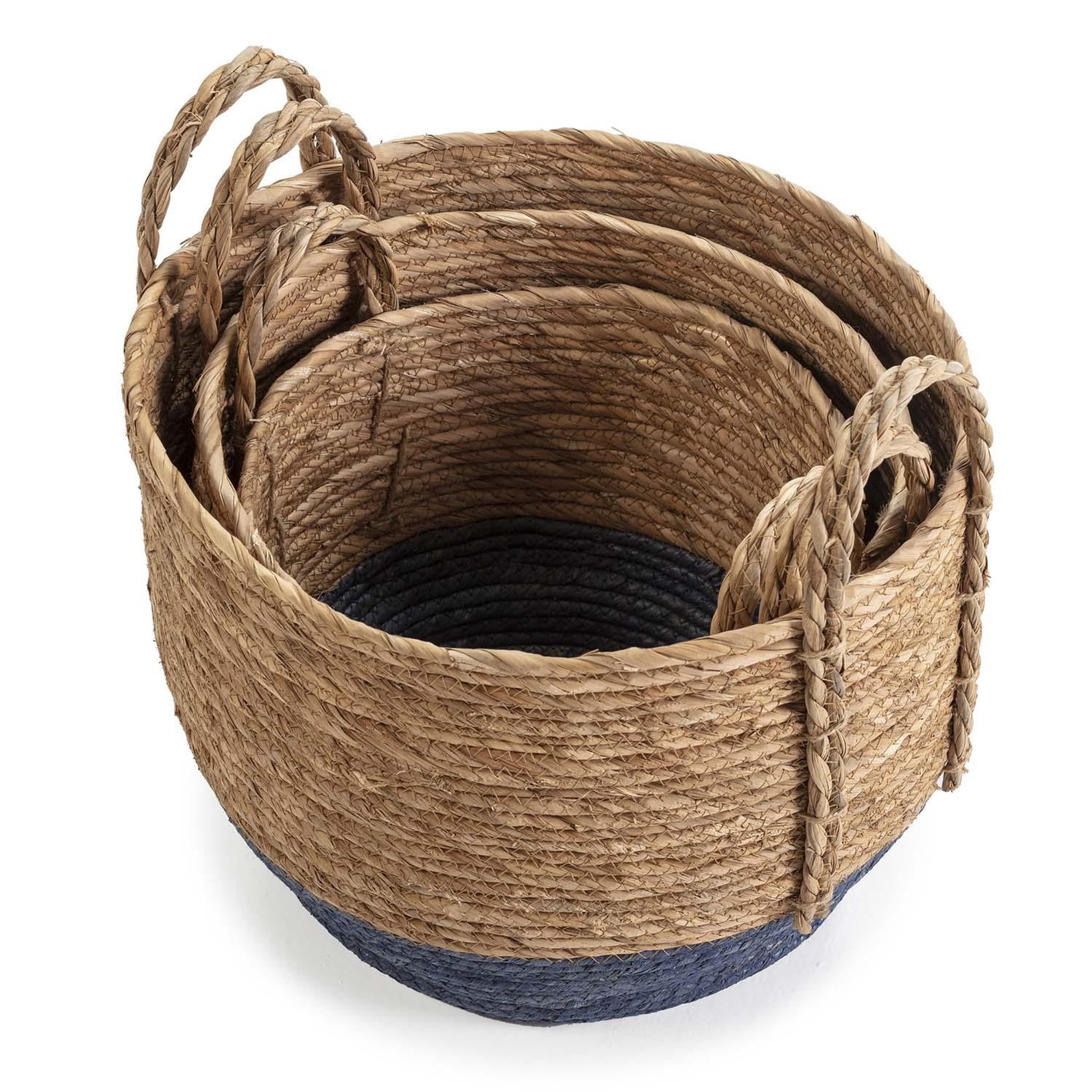 Voir la diapositive 3 : VS VENTA-STOCK Set de 3 paniers Iria fibre naturelle, bleu/naturel