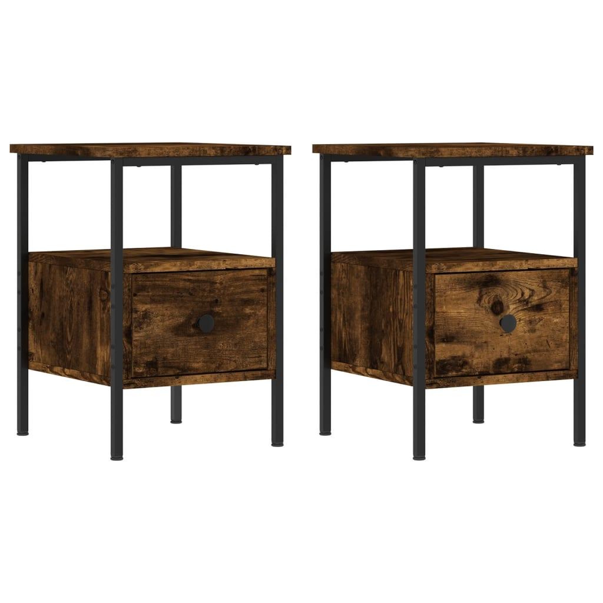 Voir la diapositive 2 : VIDAXL Tables de chevet 2 pcs chene fume 34x36x50 cm bois ingenierie