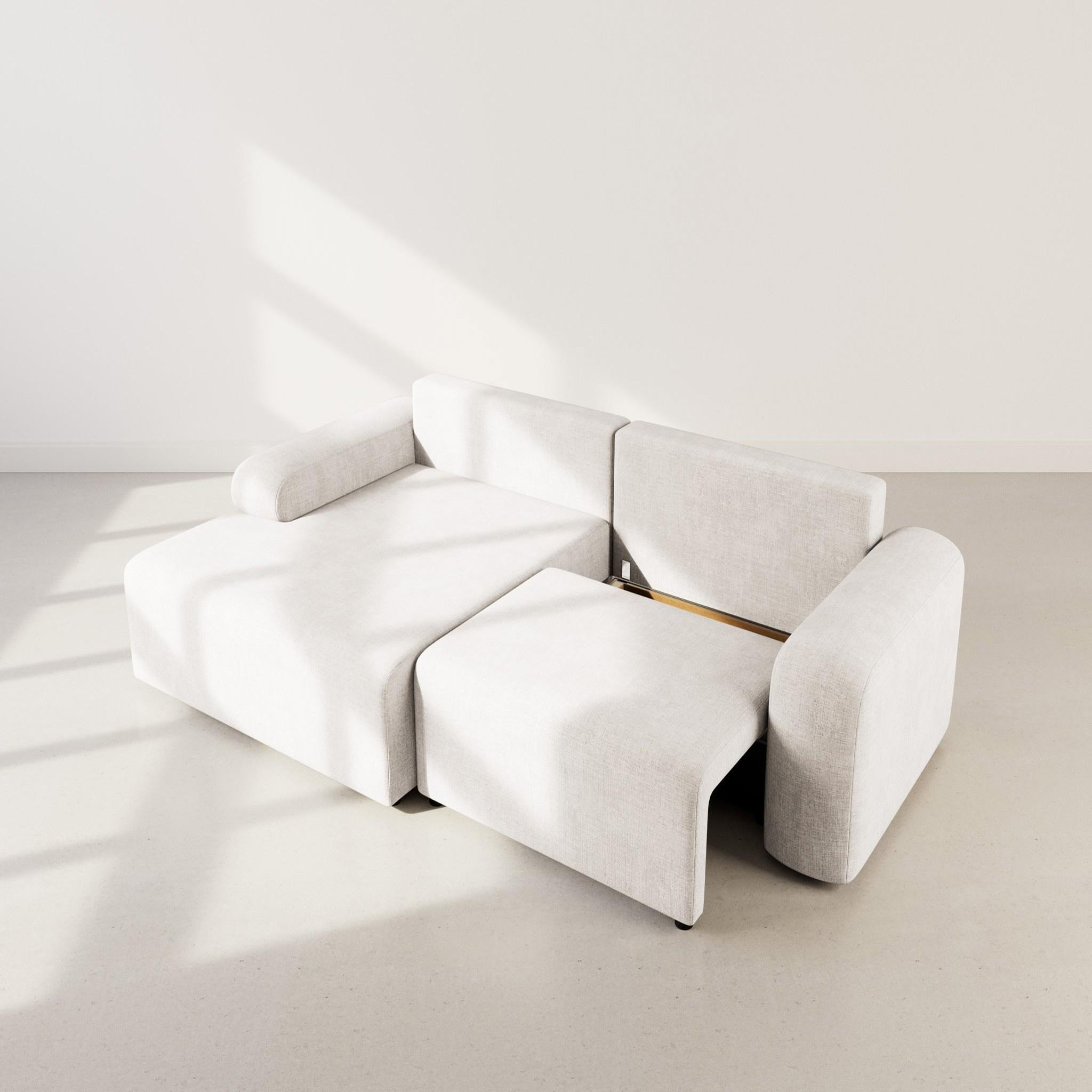 Voir la diapositive 3 : BEST MOBILIER Rebecca - canapé d'angle gauche 4 places convertible avec coffre en velours texturé
