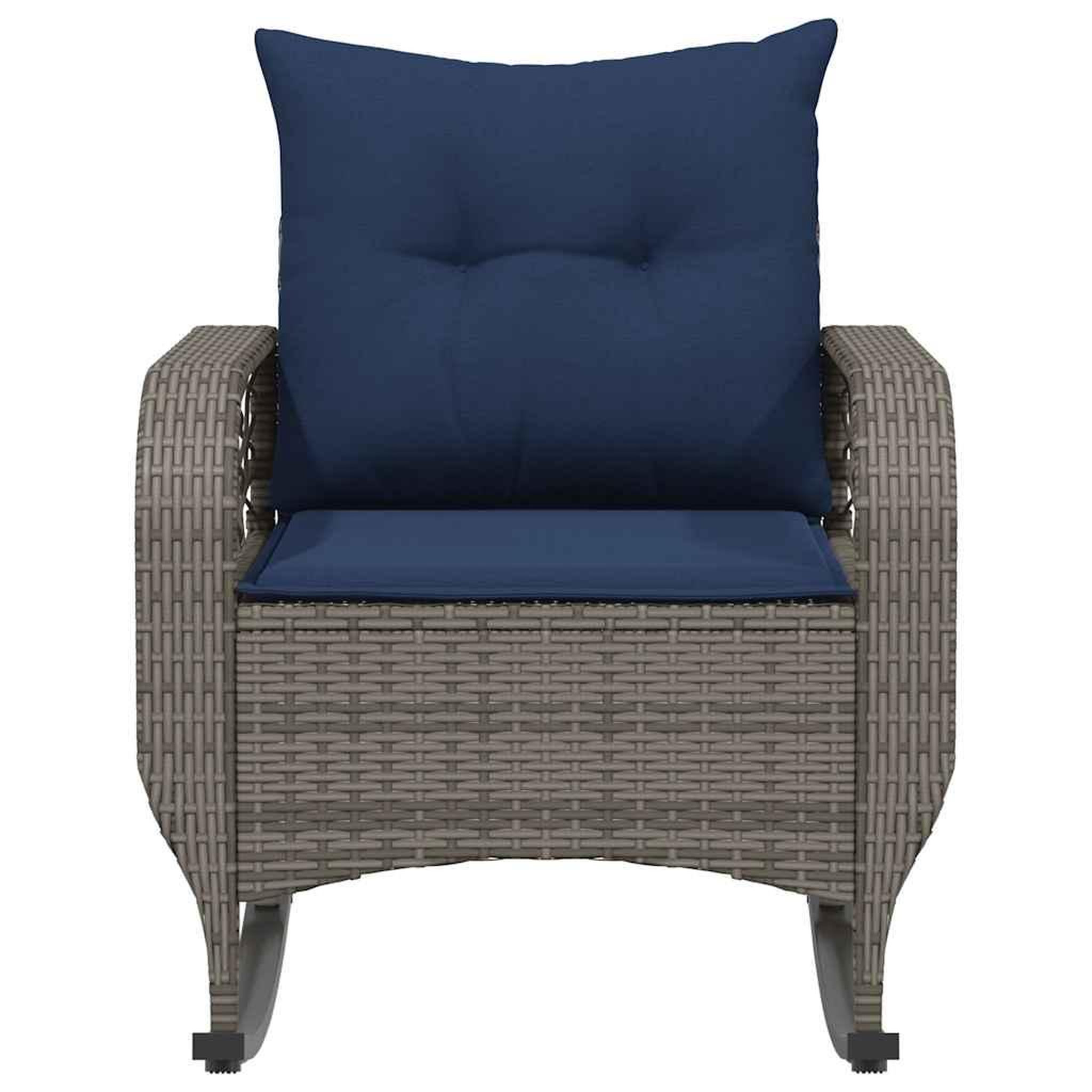Voir la diapositive 4 : VIDAXL Chaise a bascule de jardin avec coussins gris resine tressee