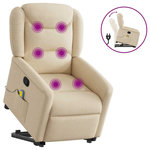 VIDAXL Fauteuil inclinable de massage Creme Tissu