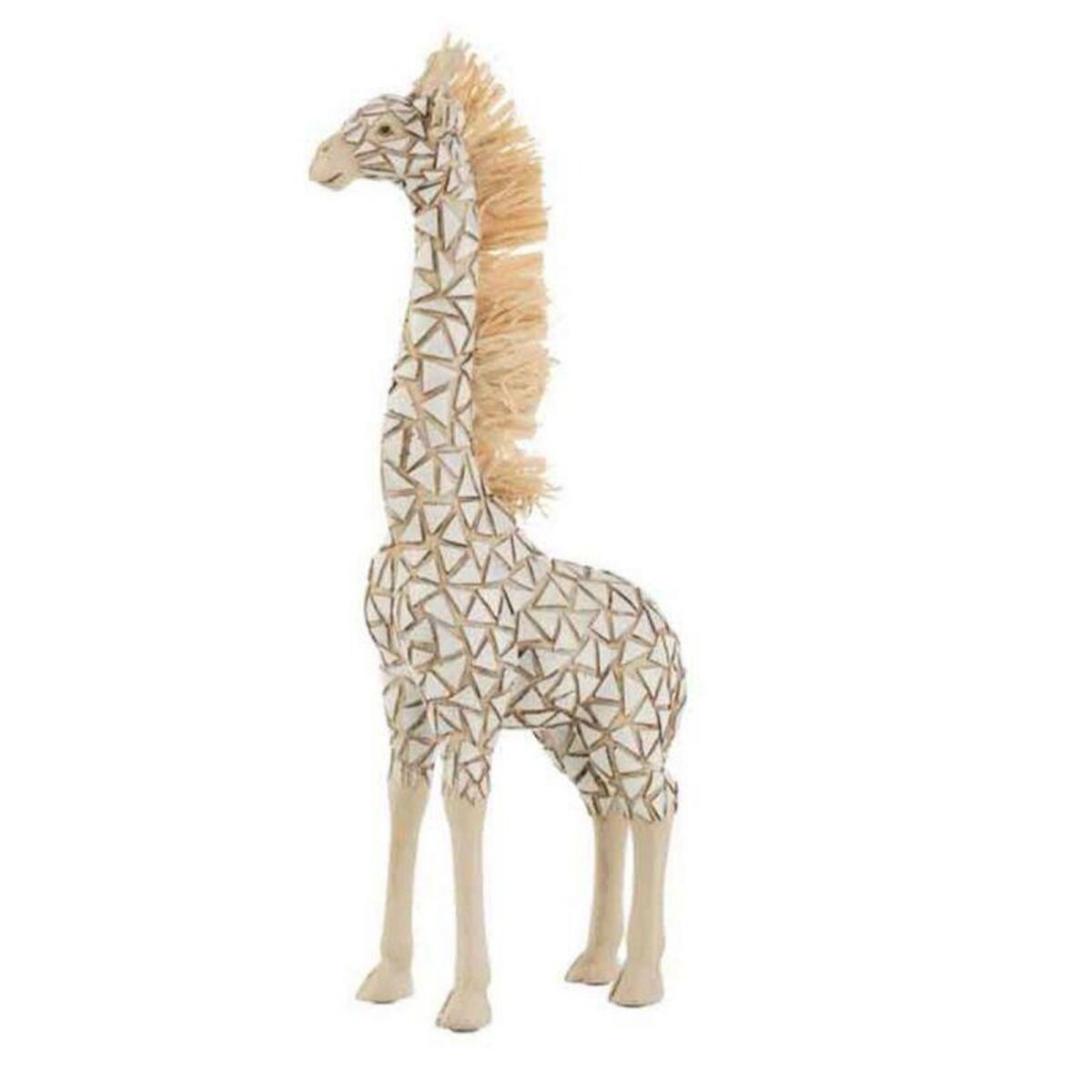 Paris Prix Statuette Déco en Raphia  Girafe  40cm Blanc