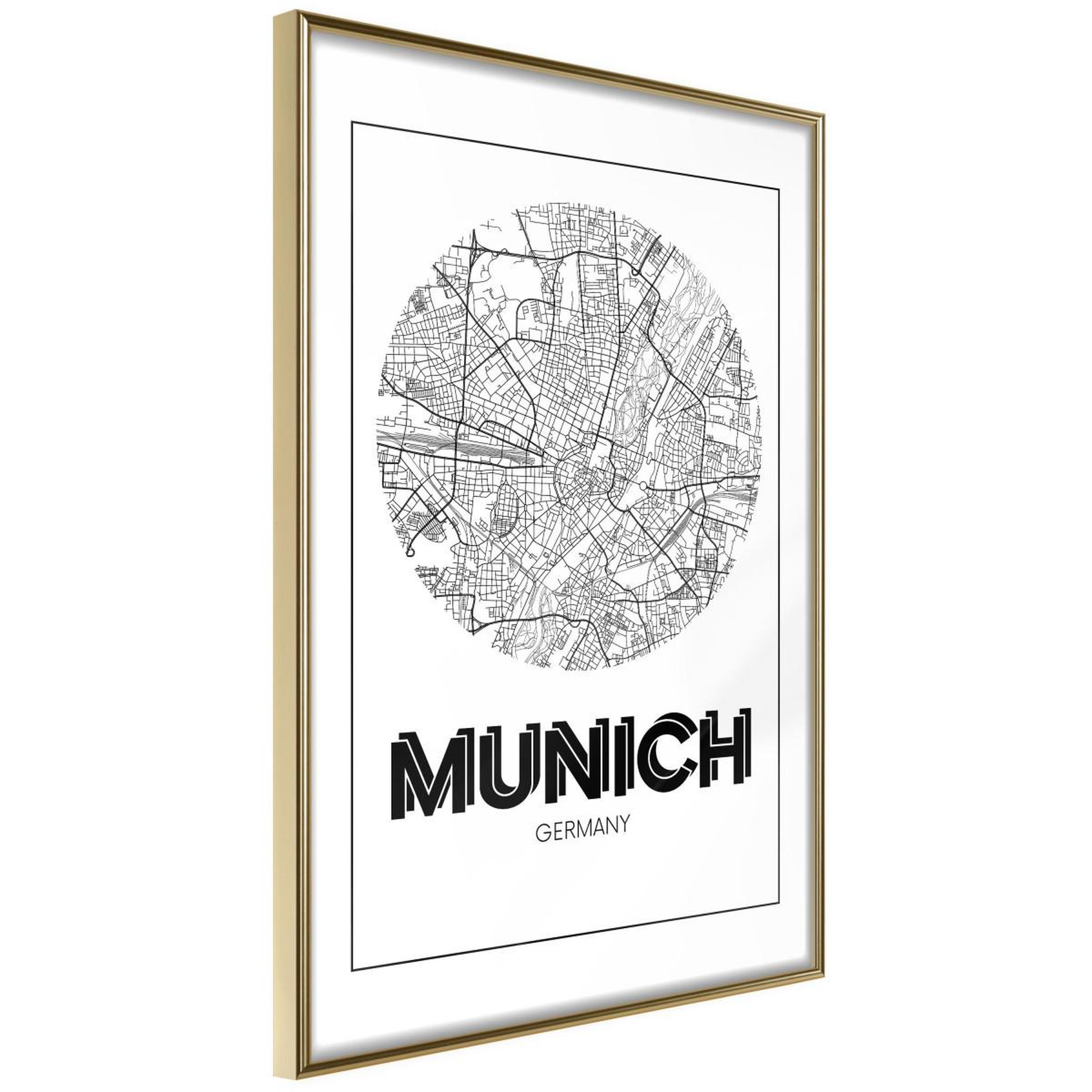 Voir la diapositive 1 : Paris Prix Affiche murale encadrée  city map munich round