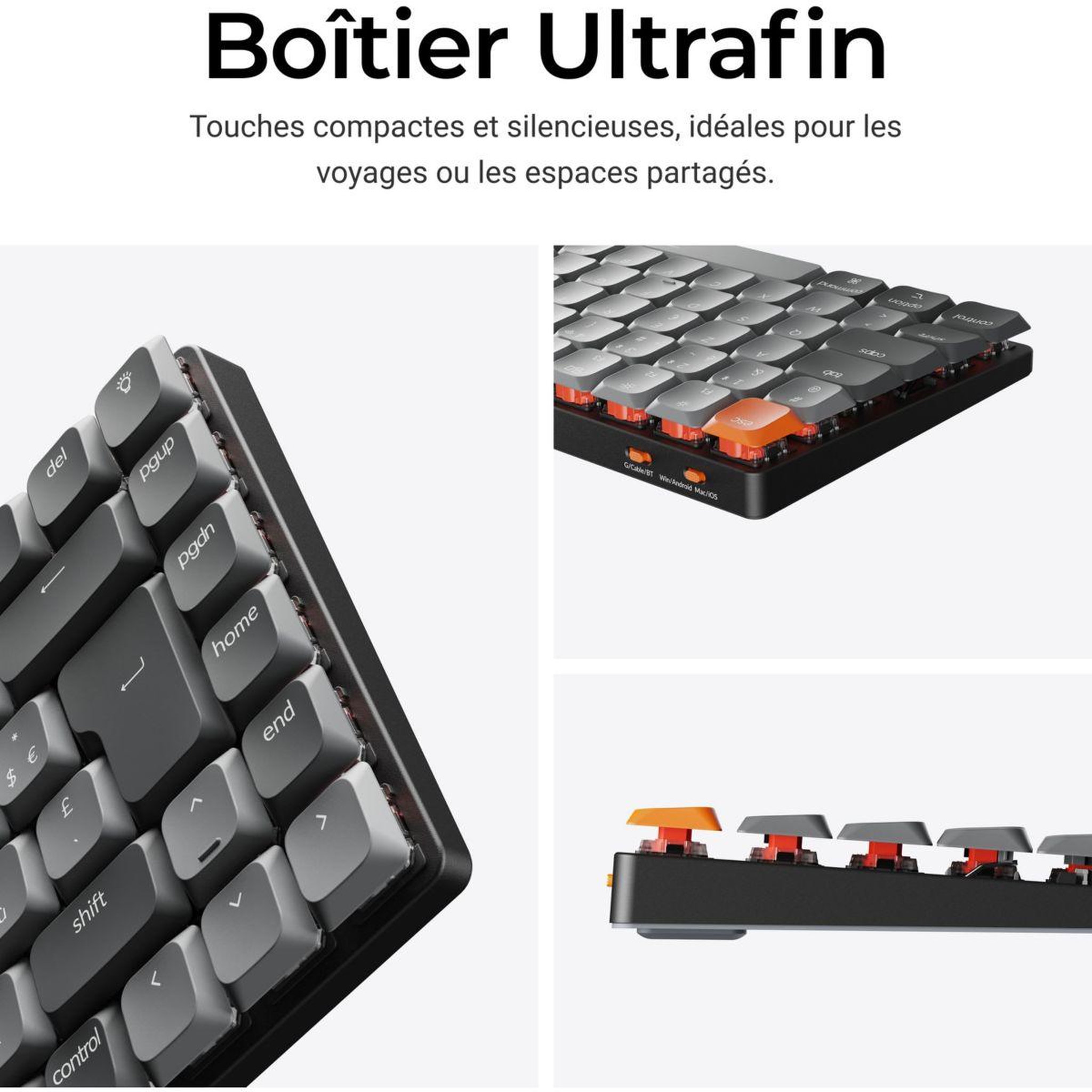 Voir la diapositive 3 : KEYCHRON Clavier gamer sans fil K3 Max QMK/VIA Wireless