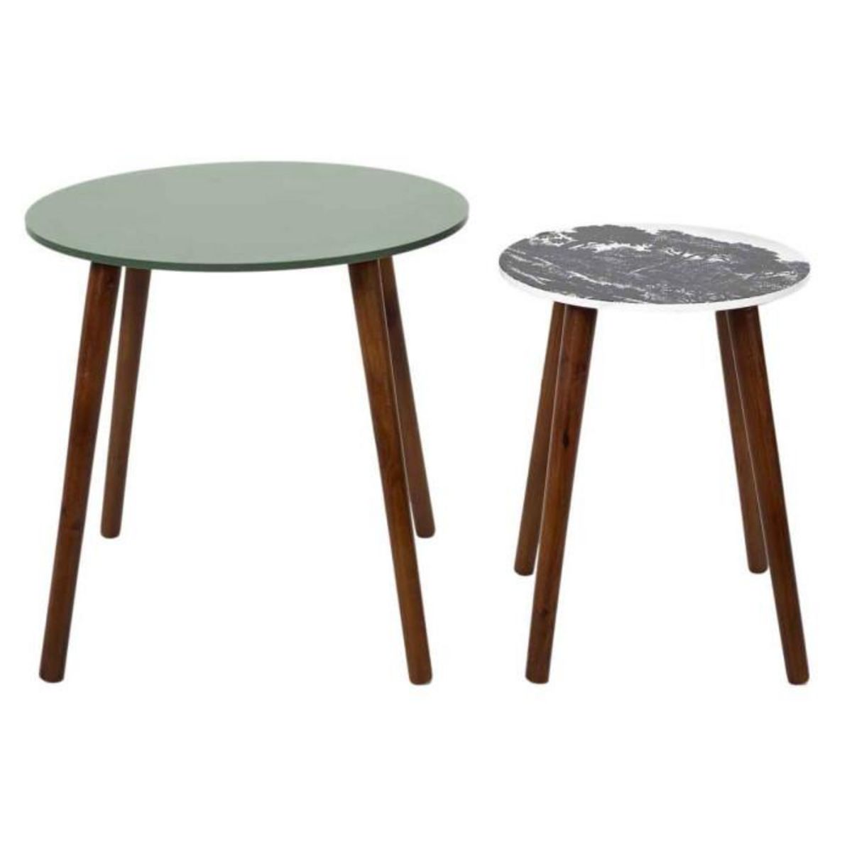 Paris Prix Lot de 2 Tables Gigognes  Admira  48cm Vert & Noir